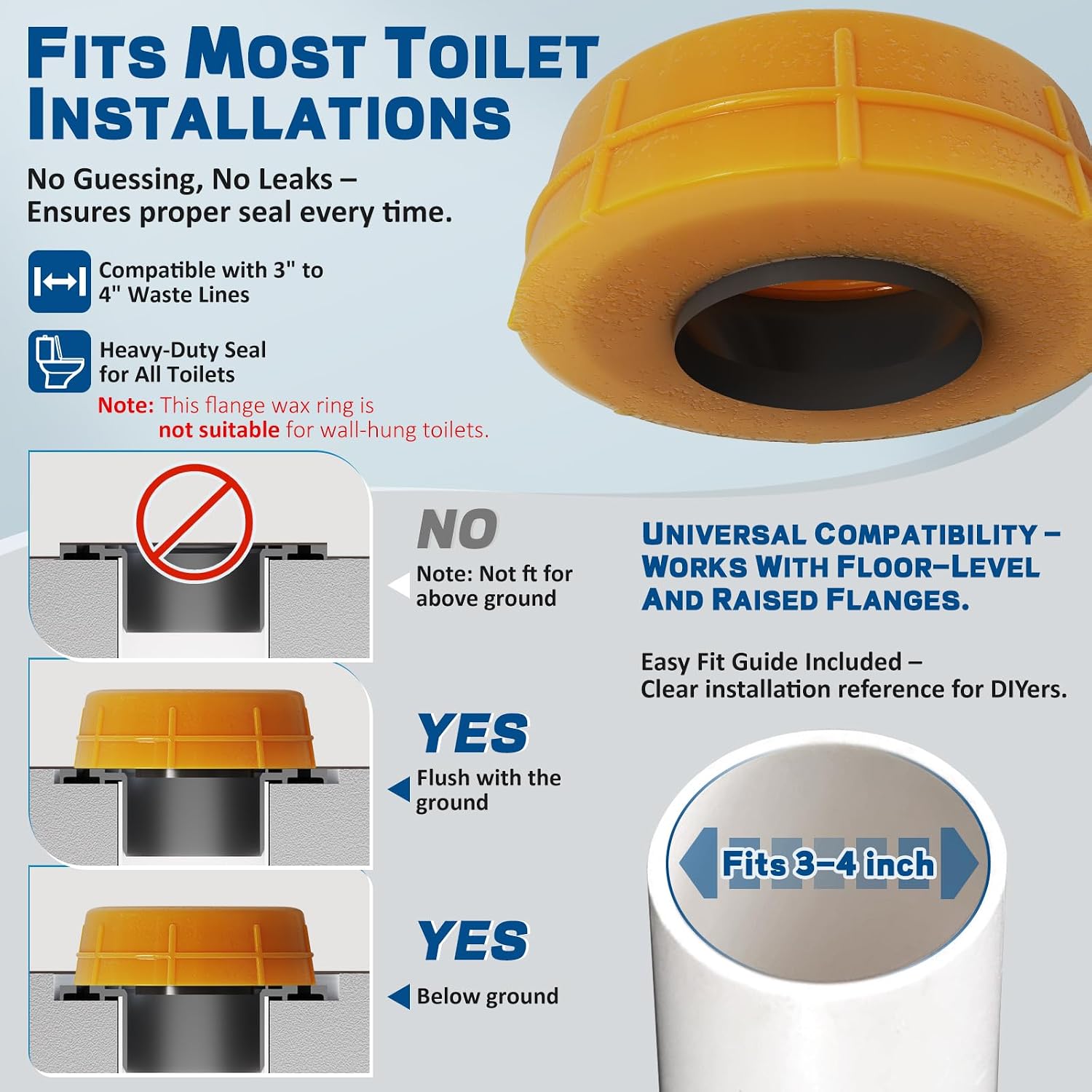 Detalle de NEEXAN Toilet Wax Ring Kit for 3- and 4-Inch Pipes