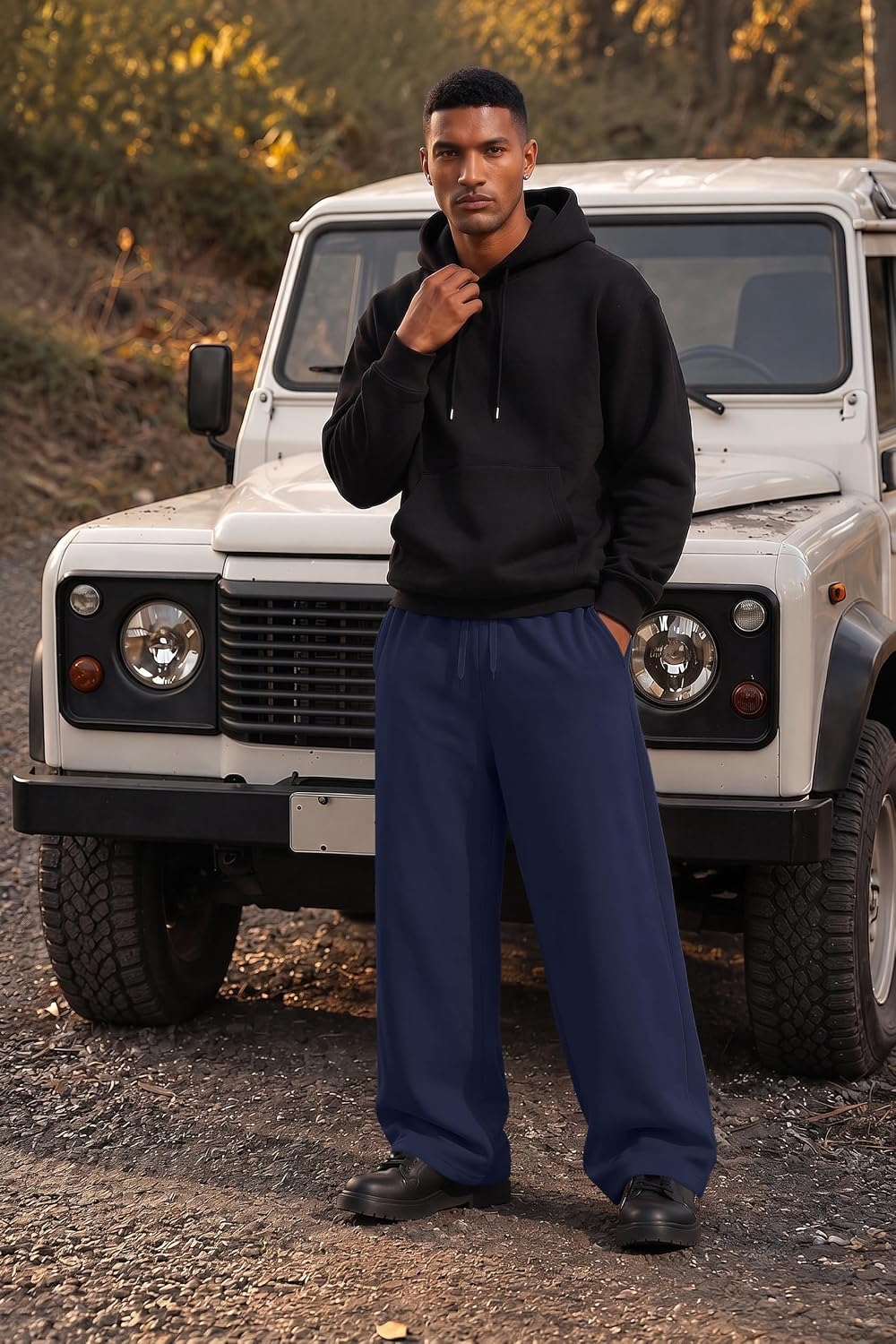 Detalle 2 de COOFANDY Men's Wide-Leg Sweatpants, Cotton Blend