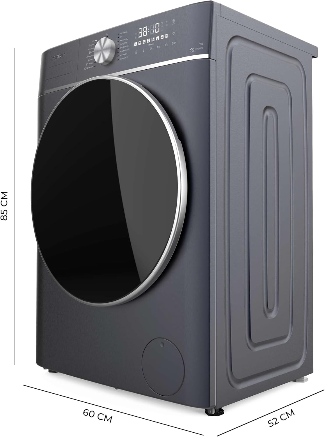 Detalle de Cecotec Bolero Wash&Dry 8580 – Lave-linge séchant frontal 8,5 kg, Inverter Plus, 16 programmes et SteamMax