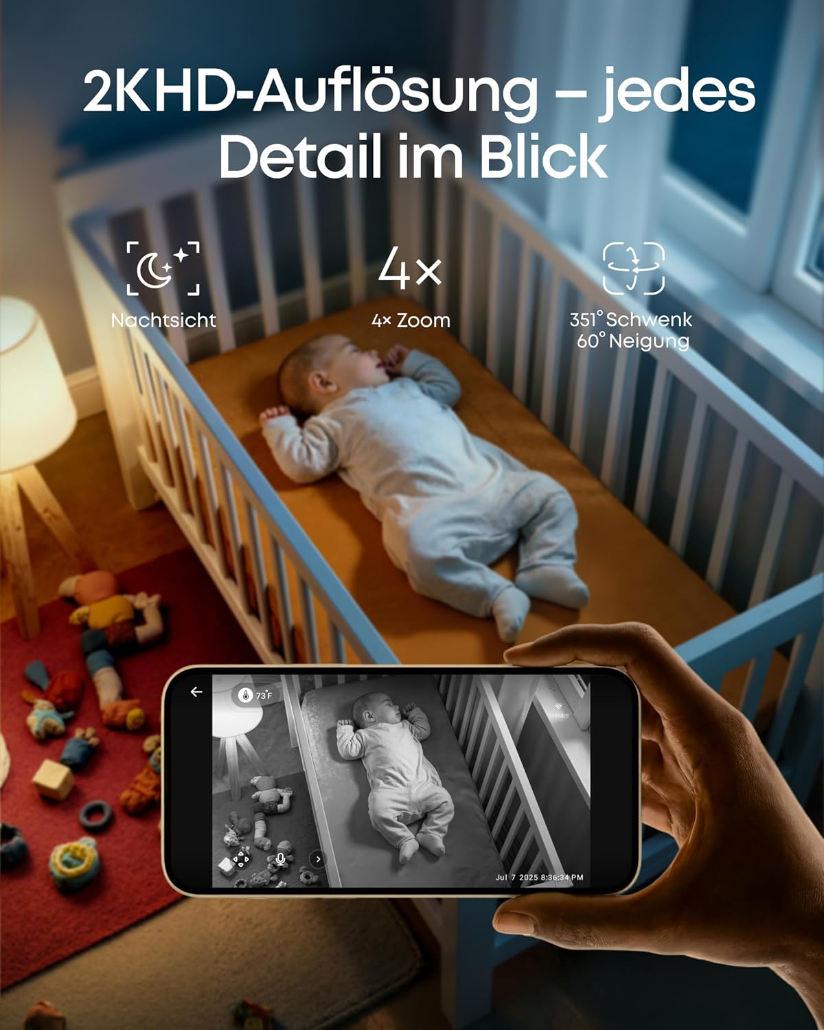 Detalle 2 de eufy C10 Babyphone 2K mit 12 Std Akku