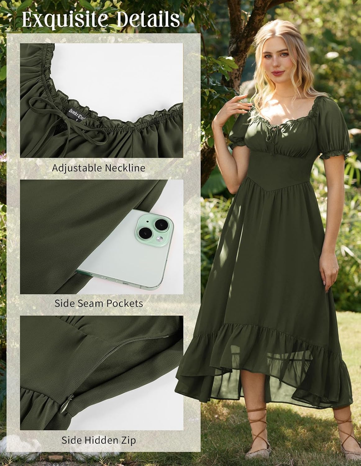 Detalle 2 de Scarlet Darkness Renaissance Dress in Chiffon