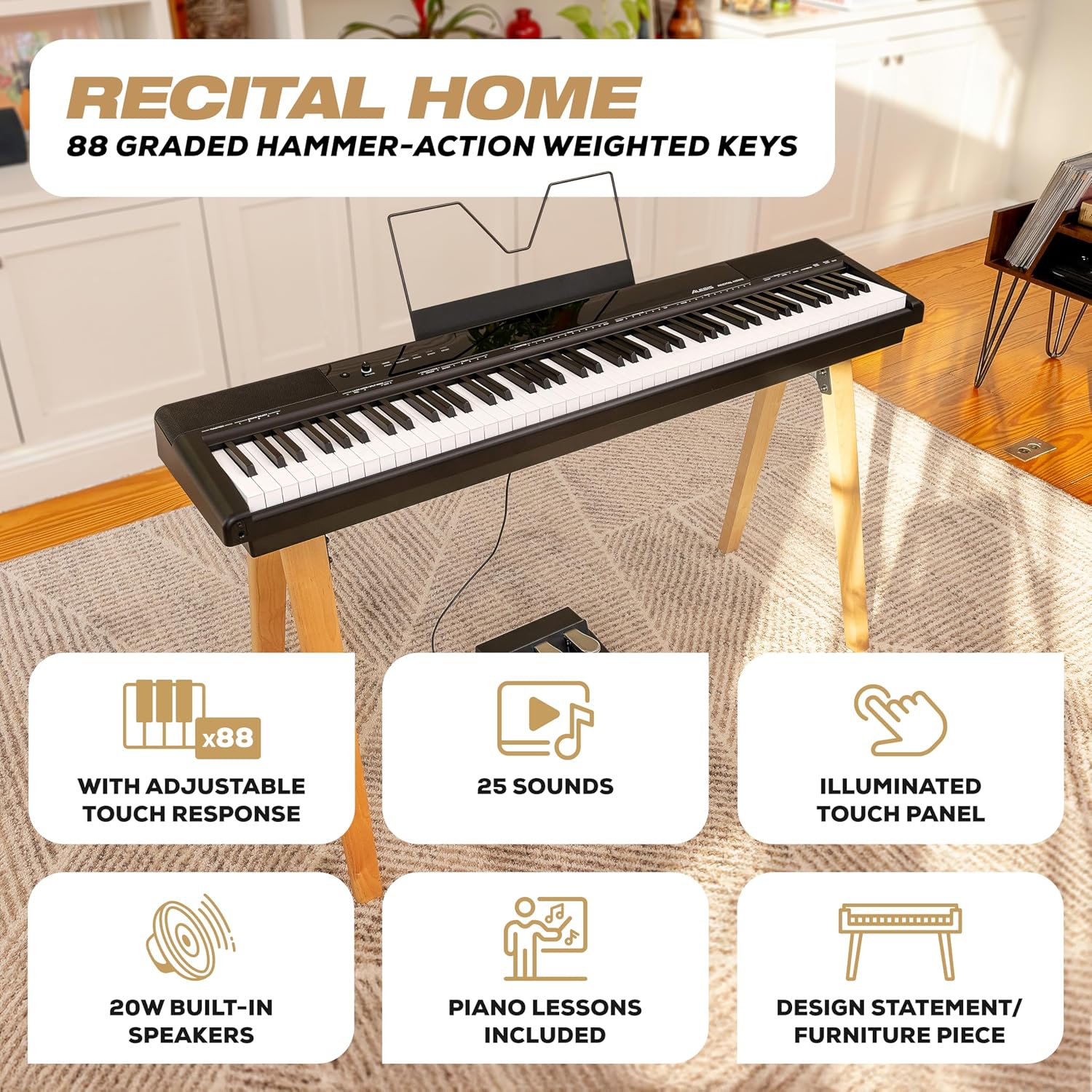Thumbnail 1 de Alesis Recital Home RECITALHOMEBLK Digital Piano with 88 Weighted Keys