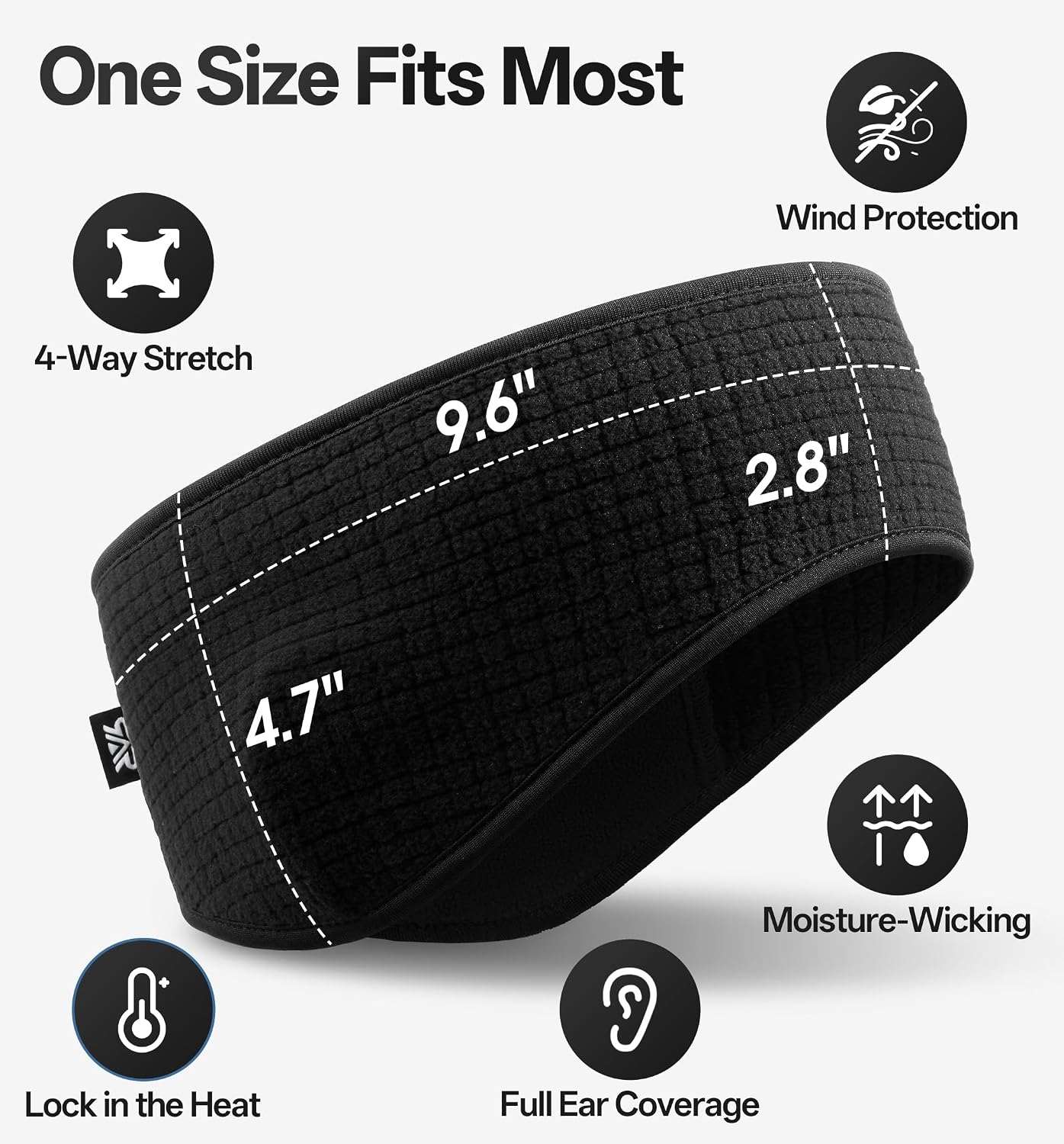 Detalle de SUNMECI Grid Fleece Ear Warmer Headband, Lightweight Stretch Fit, Double-Layer Ears