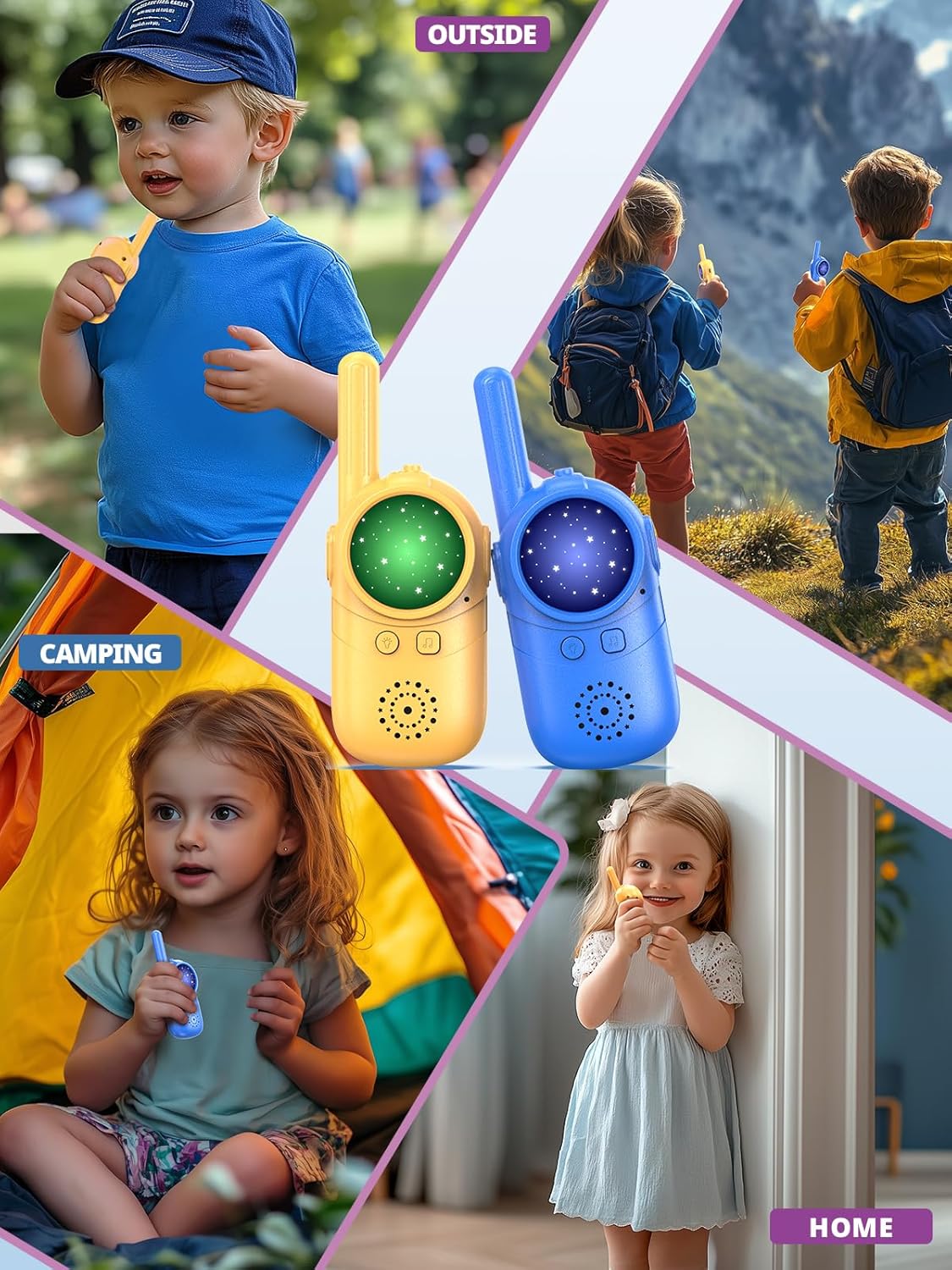 Detalle de Inspireyes Kinder-Walkie-Talkies im 2er-Set (für 3–8 Jahre) – wiederaufladbar, Indoor & Outdoor