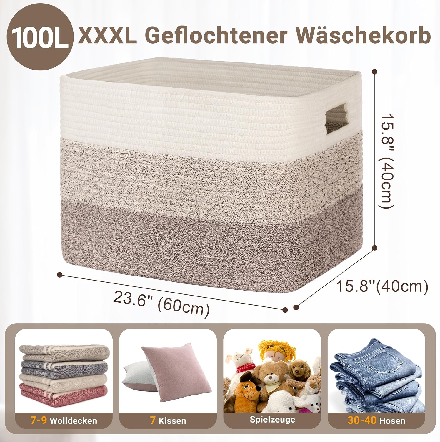 Thumbnail 2 de Aufbewahrungskorb 100L Baumwollseil groß
