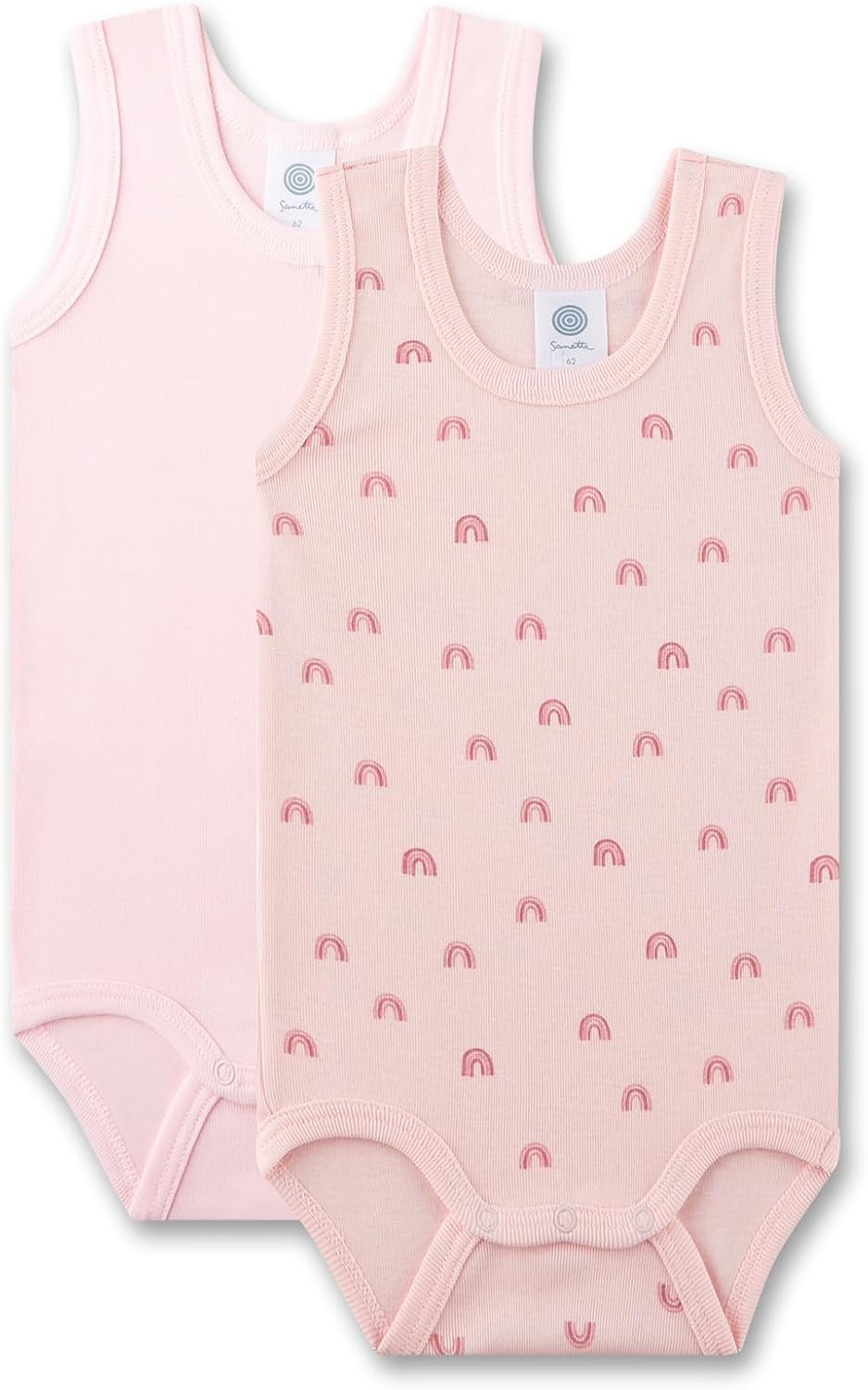 Detalle 1 de Sanetta Baby-Body ärmellos (Doppelpack) beige Regenbogen – Unisex-Body aus Bio-Baumwolle