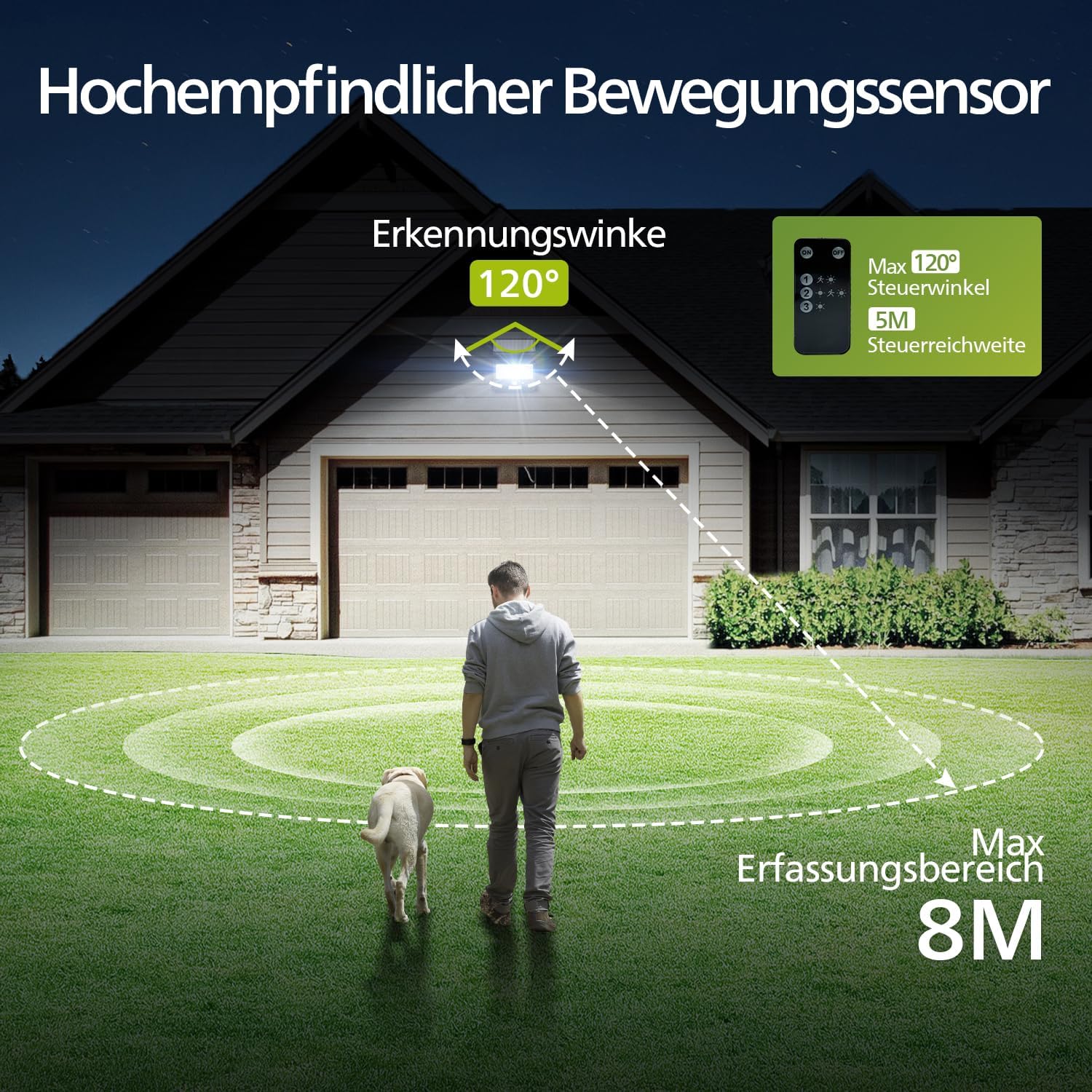 Detalle de Philips Solar-Außenleuchte 6500K LED mit PIR-Bewegungsmelder, IP65, Fernbedienung (2er-Set)