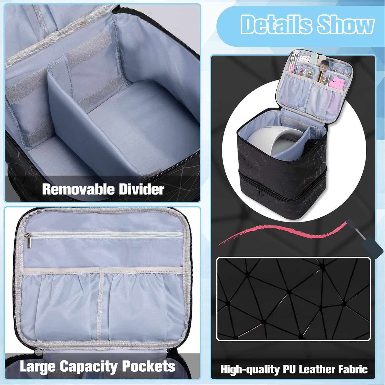 Thumbnail 3 de BYLife Pink Large Nail Polish & Makeup Organizer Bag