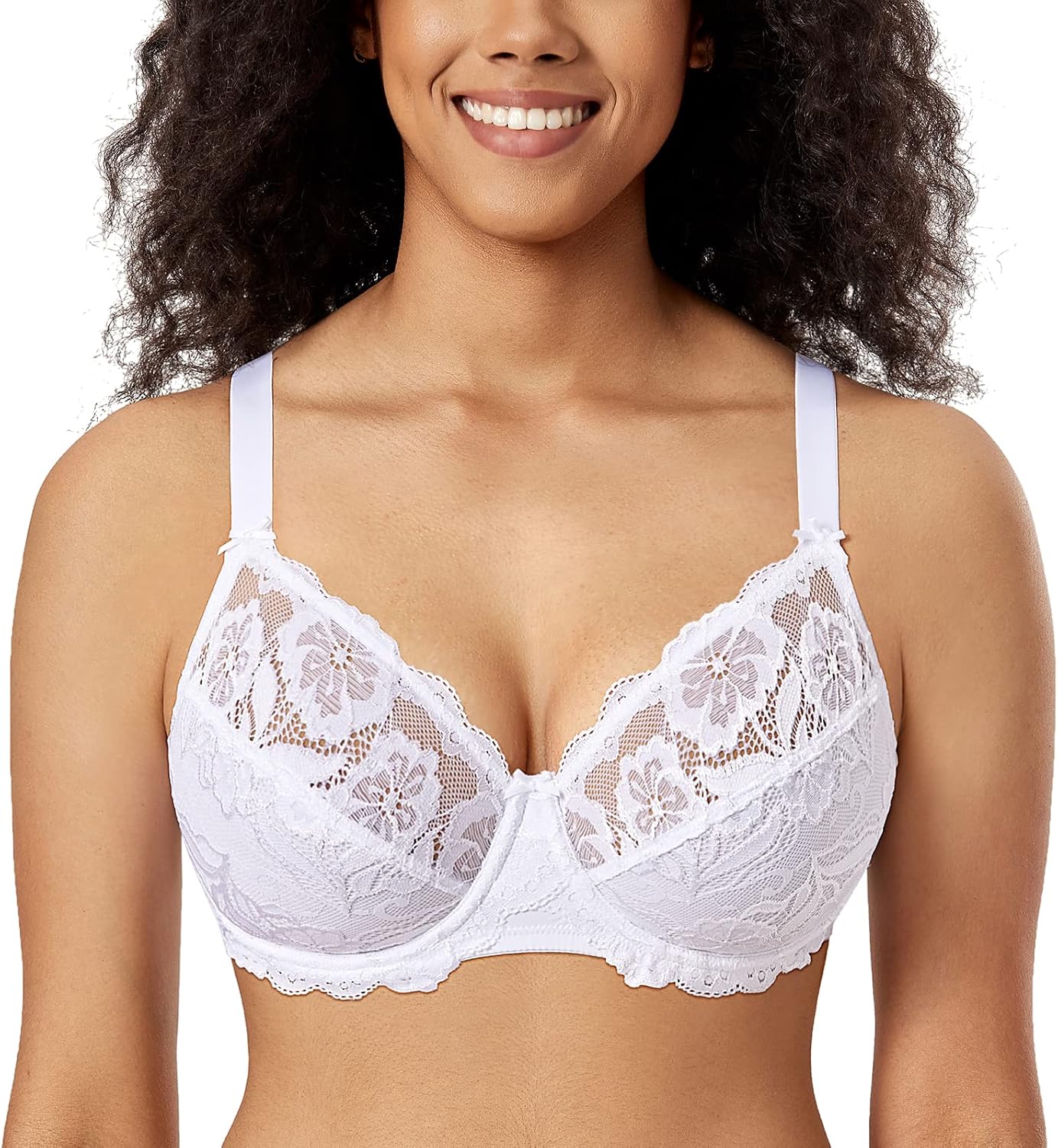 Detalle de DELIMIRA Women's Full Coverage Lace Plus Size Bra with Underwire