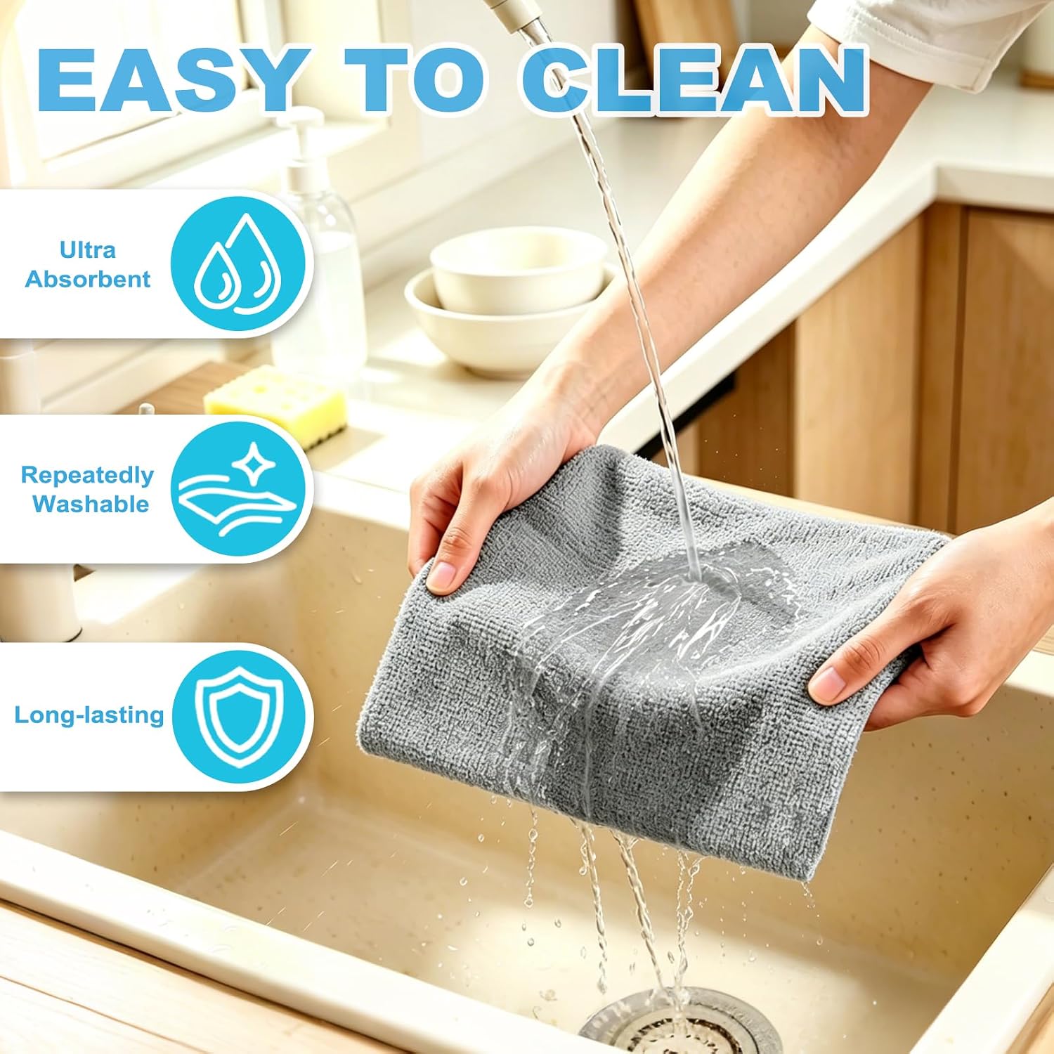 Detalle de Puomue 55 Pack Microfiber Cleaning Cloth Roll, 11x9 Inches, Tear-Away Reusable Towels