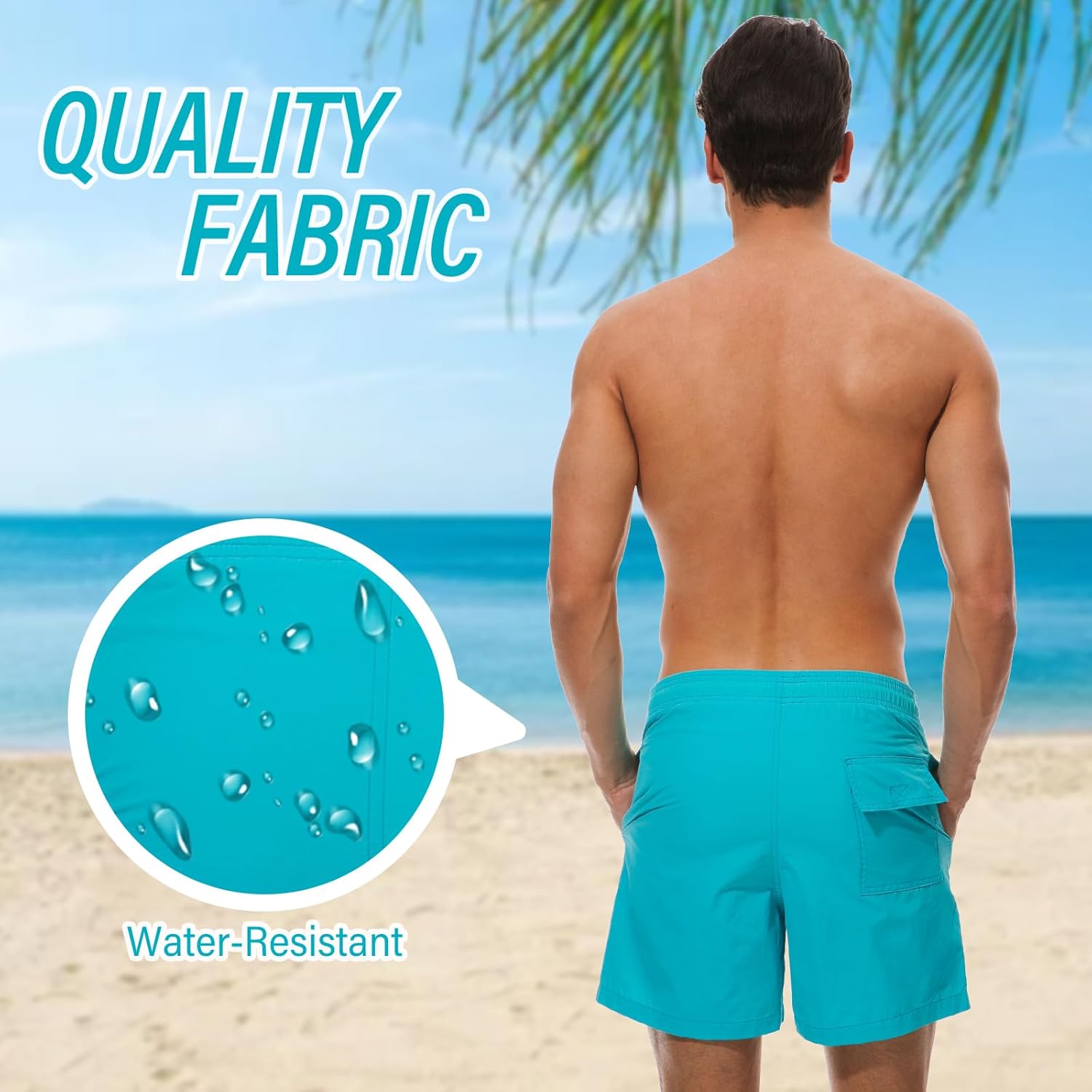 Thumbnail 4 de Kfnire Herren-Badeshorts mit Schnelltrocknung, Taschen & kontrastierendem Kordelzug