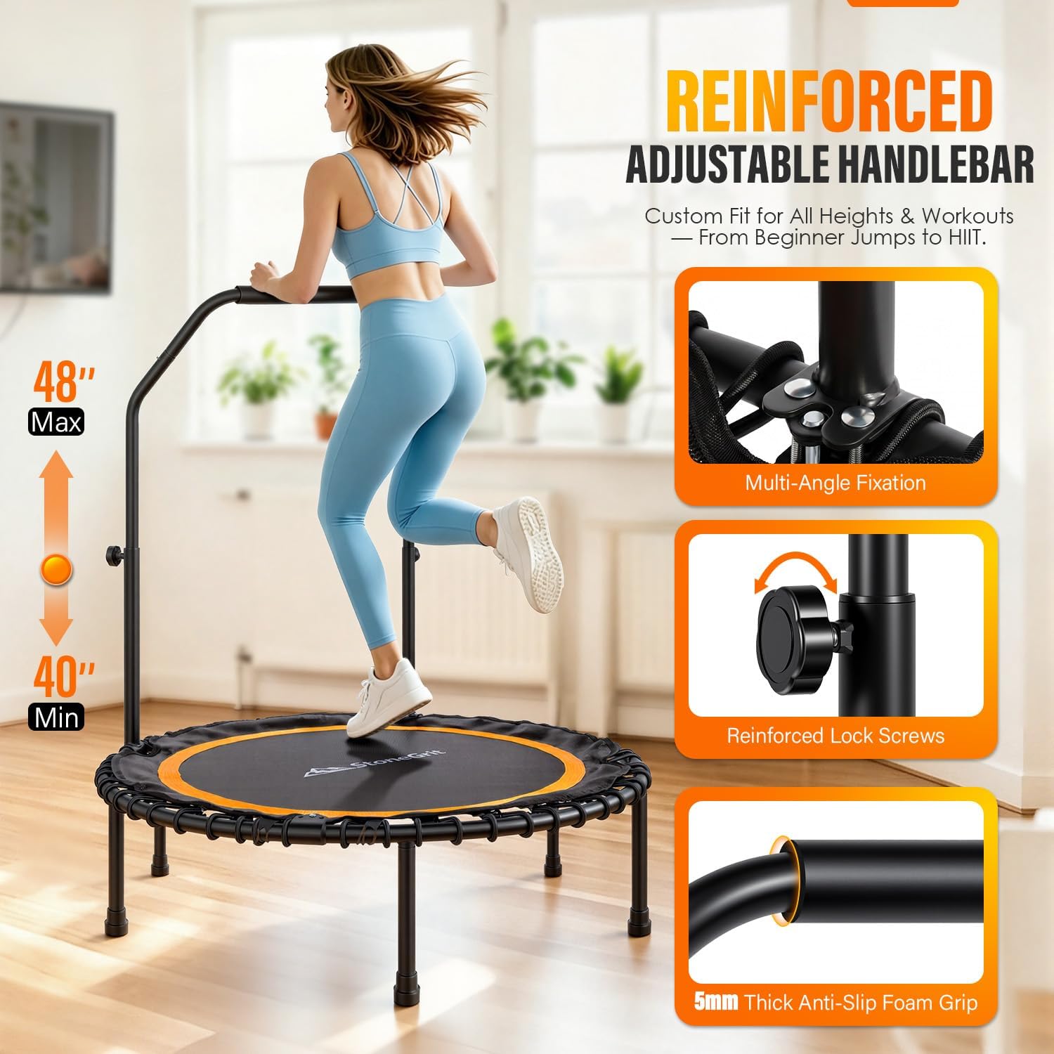 Thumbnail 3 de StoneGrit RT - 001 40inch Foldable Fitness Rebounder with Adjustable Handle