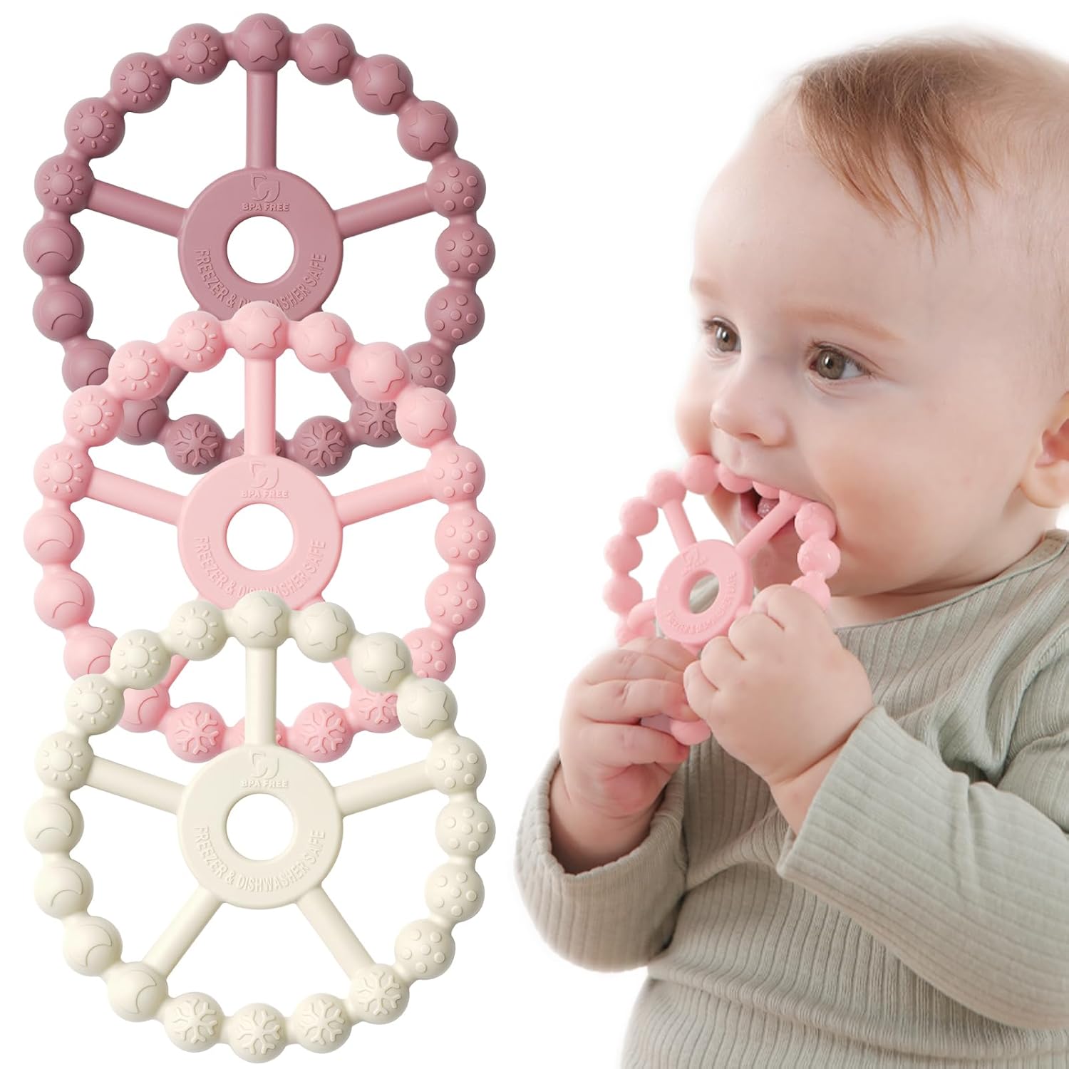 Seposeve Ring Teether 3-Pack for Infants