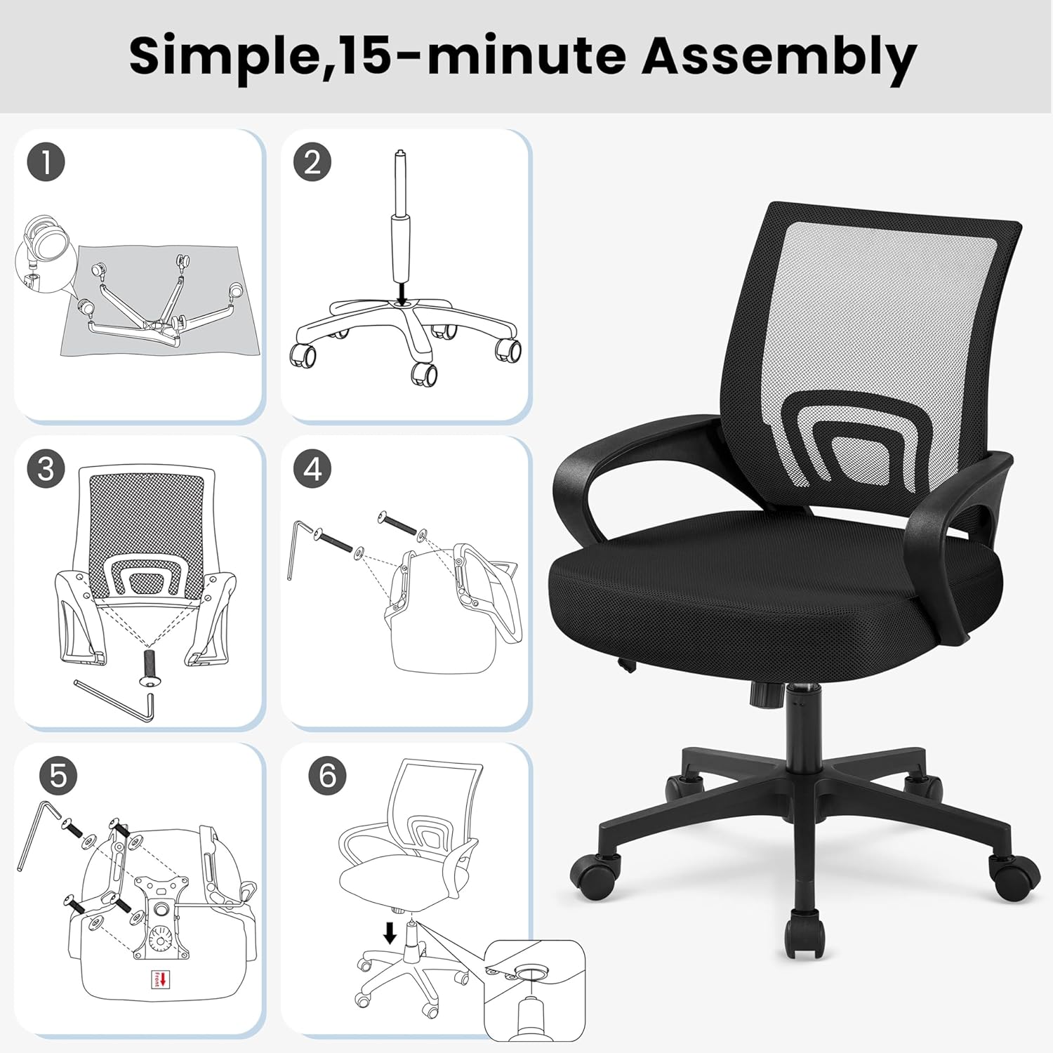 Thumbnail 5 de Yaheetech Silla Escritorio Malla Ergonomica 136 kg