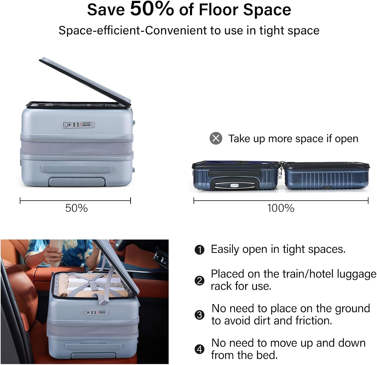 Thumbnail 3 de Hanke Top Open Expandable 20 Inch Cabin Suitcase: Lightweight Polycarbonate Carry-On with Top-Opening Design