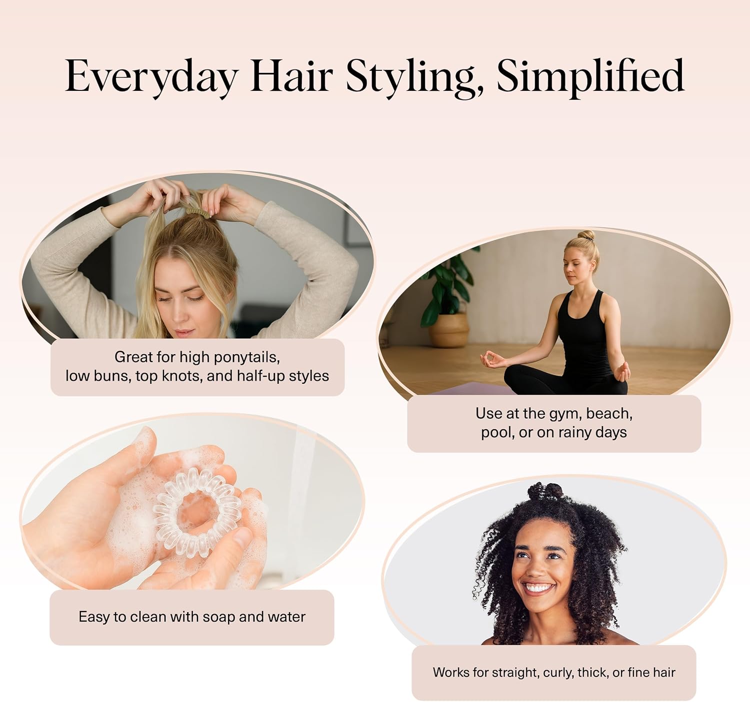 Thumbnail 6 de Kitsch Spiral Hair Ties, 8-piece pack