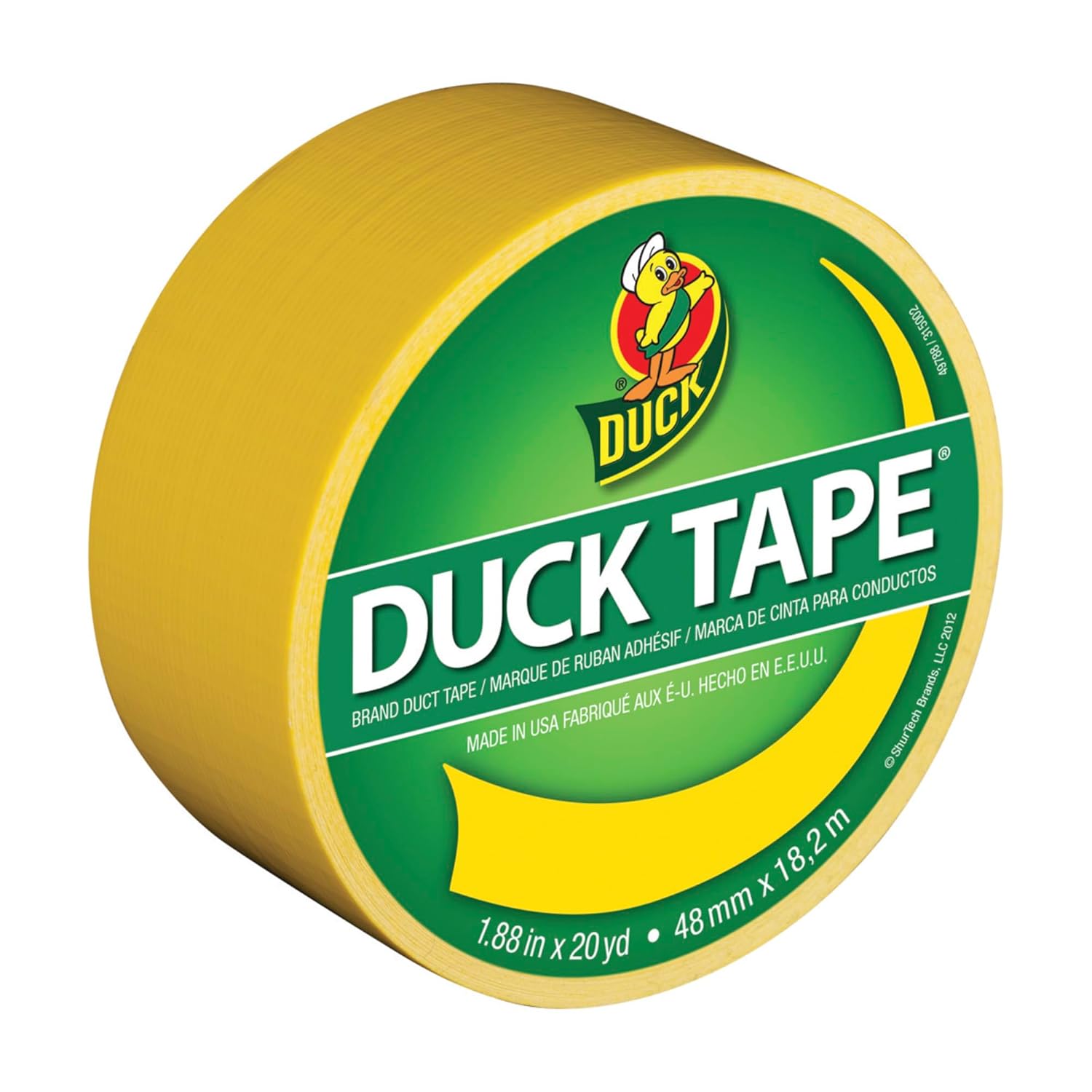 Duck Tape Solid Colours Yellow roll for repair, craft and personalising (48mm x 18.2m)