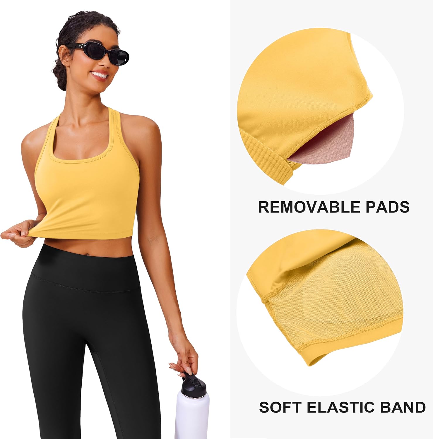 Thumbnail 4 de PINSPARK Sports Bra Longline Racerback: Removable Cups, All-Day Comfort for Yoga & Light Workouts