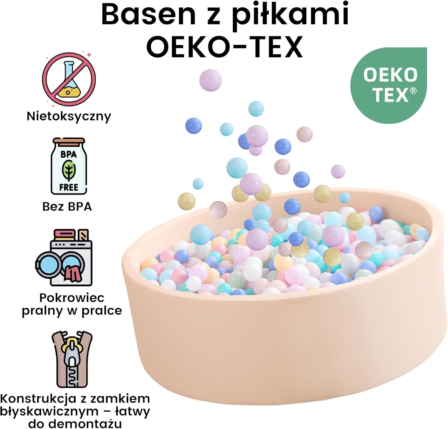 Thumbnail 4 de Bällebad Baby aus Schaumstoff 80 × 30 cm – Kinder-Bällerbad rund ab 1 Jahr, grün (ohne Bälle)