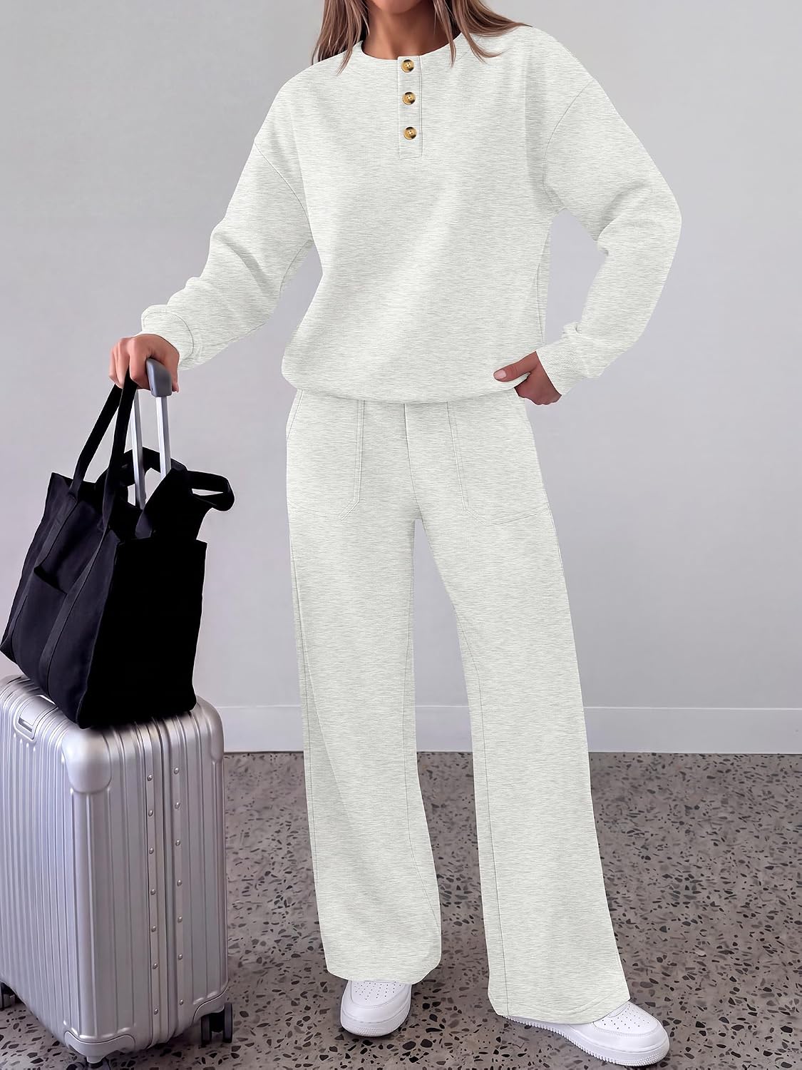 Detalle 2 de ANRABESS Women's Lounge Set, Polyester-Rayon Blend