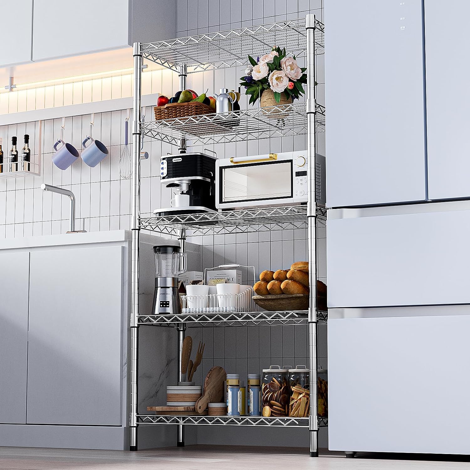 Thumbnail 6 de M MZG E3560160OH501LB-AUU 5-Tier Steel Shelving Unit, Chrome, Adjustable