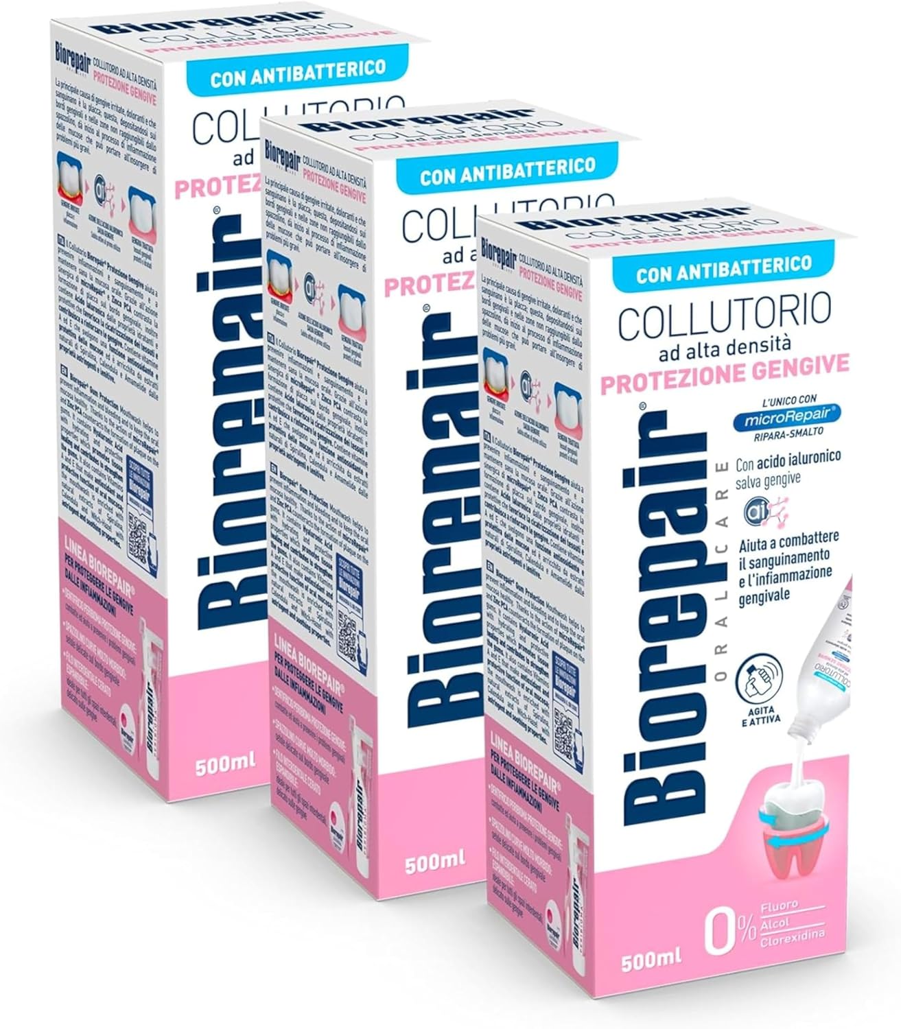 Detalle de Biorepair Collutorio ad Alta Densità Protezione Gengive – 500 ml, 3 confezioni