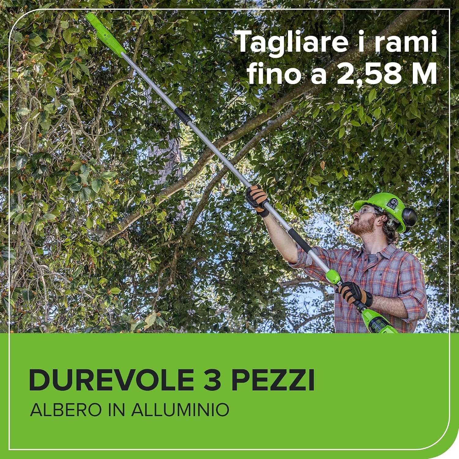 Thumbnail 6 de Greenworks G40PSFK2 Sega ad asta a batteria 40V con barra da 20 cm e impugnatura telescopica