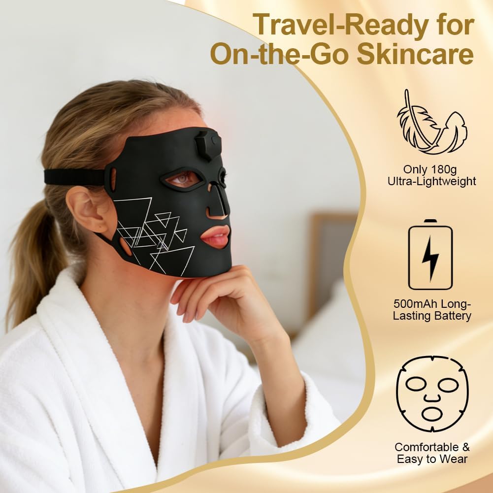 Thumbnail 6 de Vicloon Maschera LED per Terapia Della Luce Rossa: 7 colori, 60 perle e batteria integrata per viso e collo
