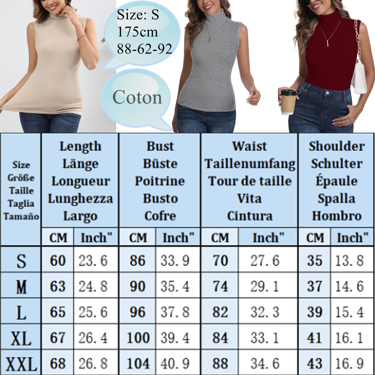 Thumbnail 5 de Women Classic Sleeveless Turtleneck Pullover Vest