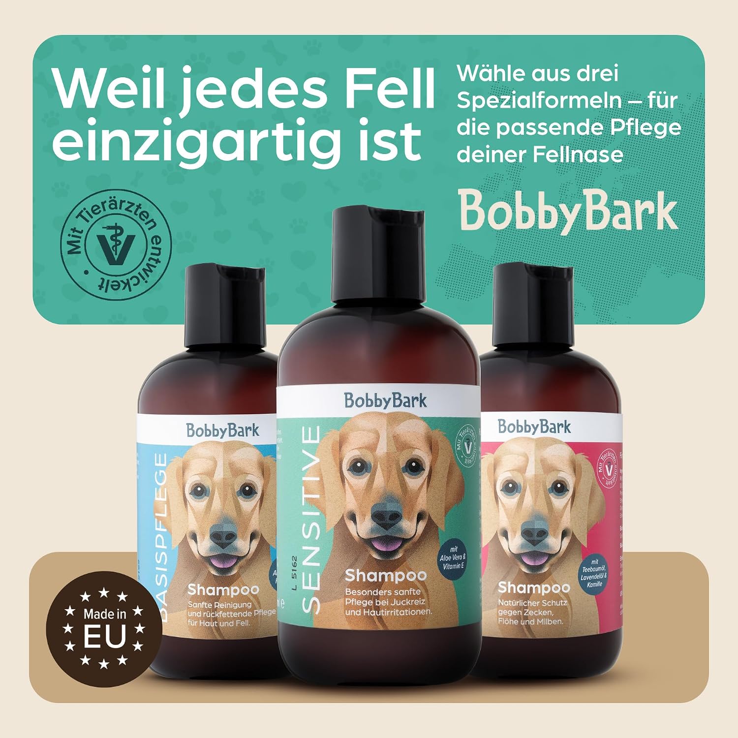 Detalle 1 de Bobby Bark Sensitiv Hundeshampoo – Parfümfrei, pH-neutral, 250 ml