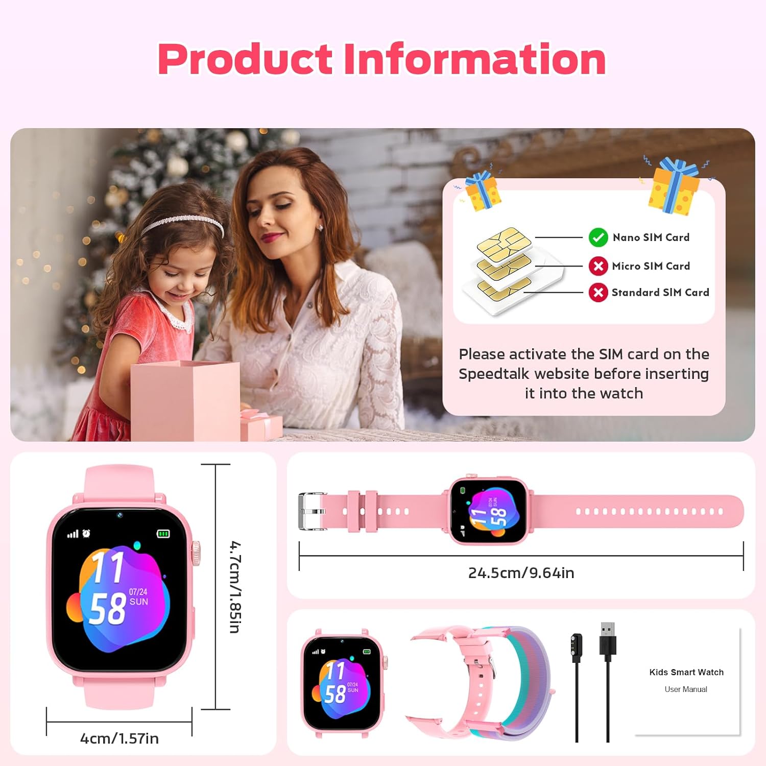 Thumbnail 6 de Ucani 4G Smartwatch Kinder – GPS, Videoanruf und SOS-Notruf (Orangerosa)