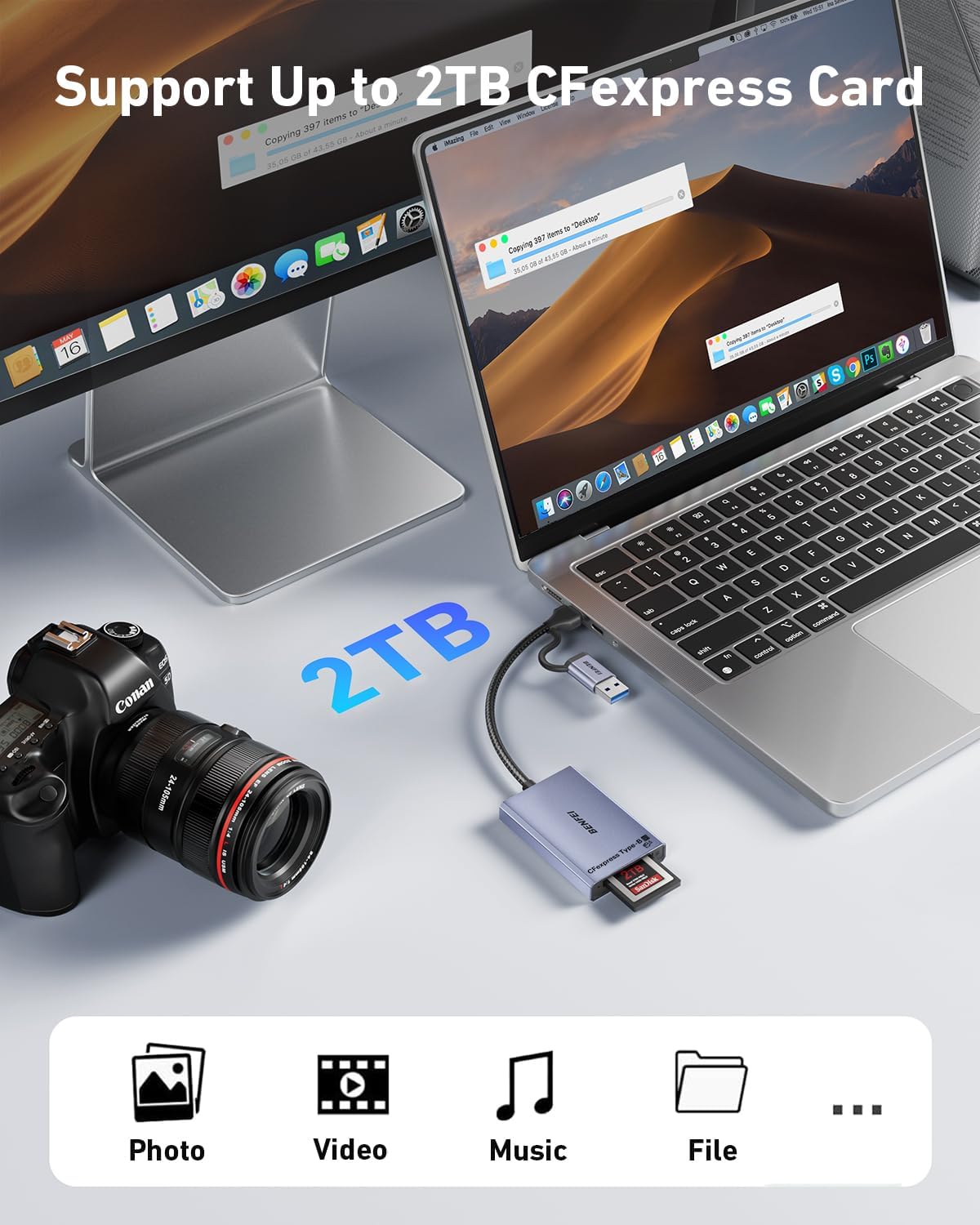 Detalle 2 de BENFEI Lettore CFexpress Tipo B 10 Gbps
