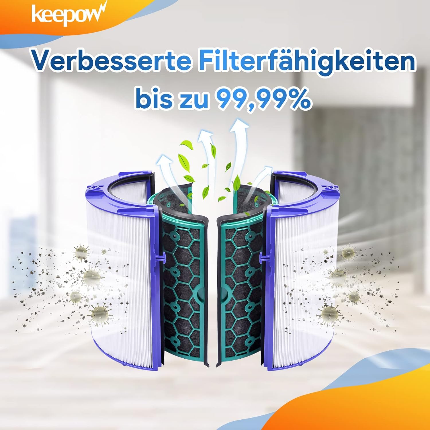 Detalle de KEEPOW Filtro di ricambio per Dyson Pure Cool HP04 TP04 DP04 (HEPA e carbone attivo)