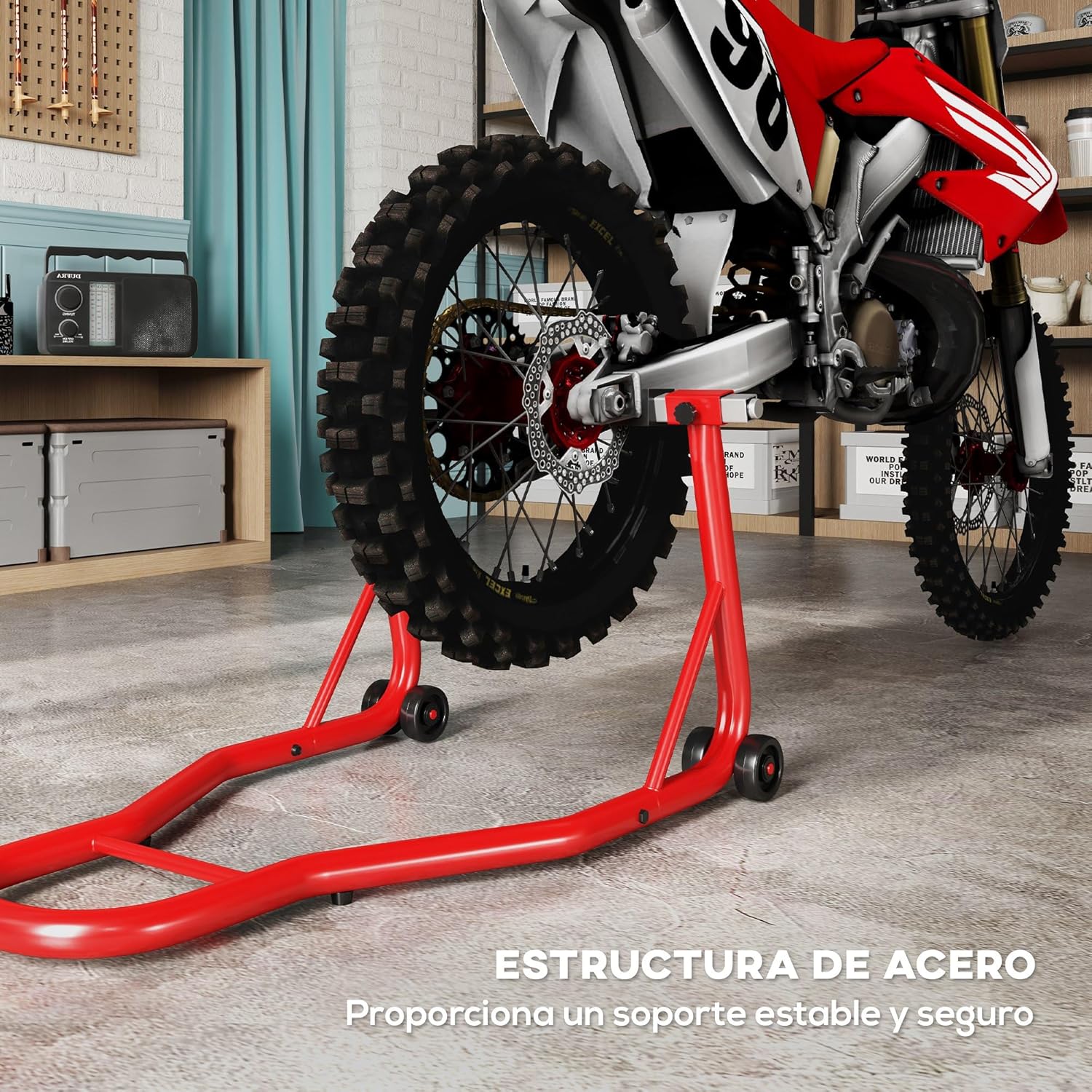 Thumbnail 4 de HOMCOM Caballete de Moto Soporte Posterior Universal 80x50x40 cm