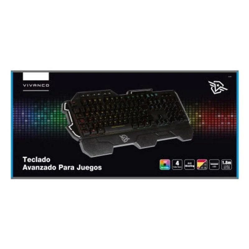 Thumbnail 1 de Teclado de membrana Vivanco 60432 con layout ES, RGB y reposamuñecas