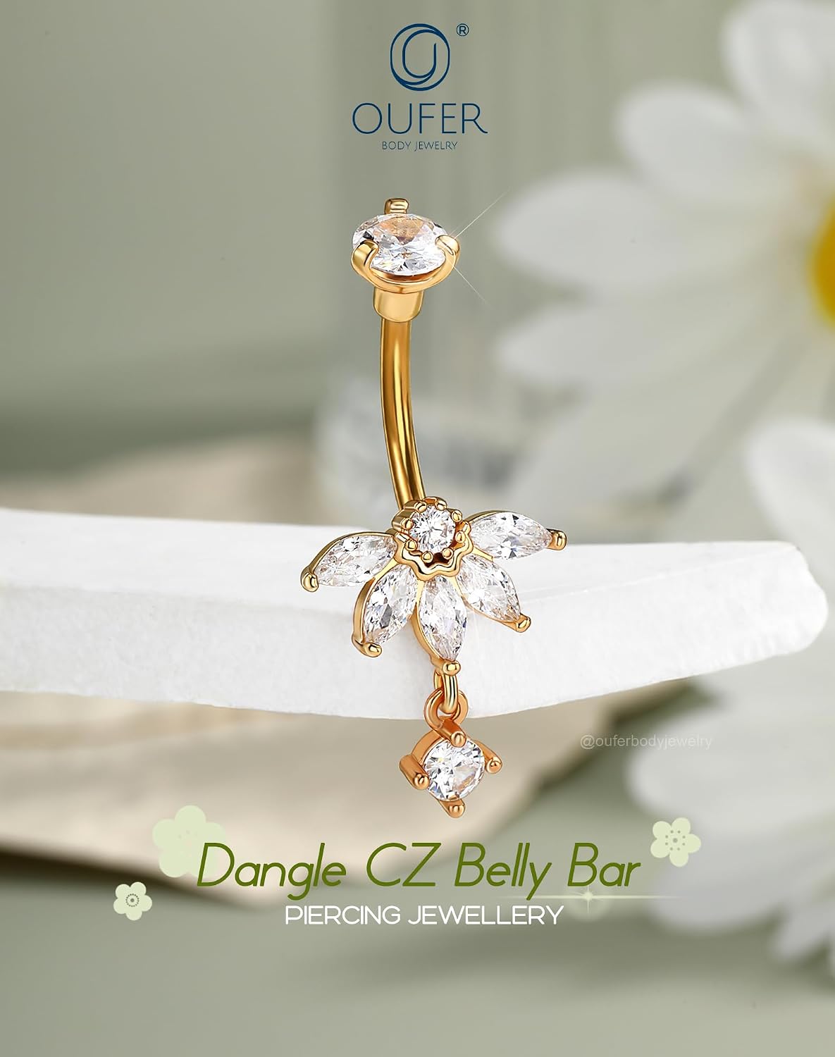Thumbnail 5 de OUFER 14G Oro Piercing Ombelico Fiore CZ