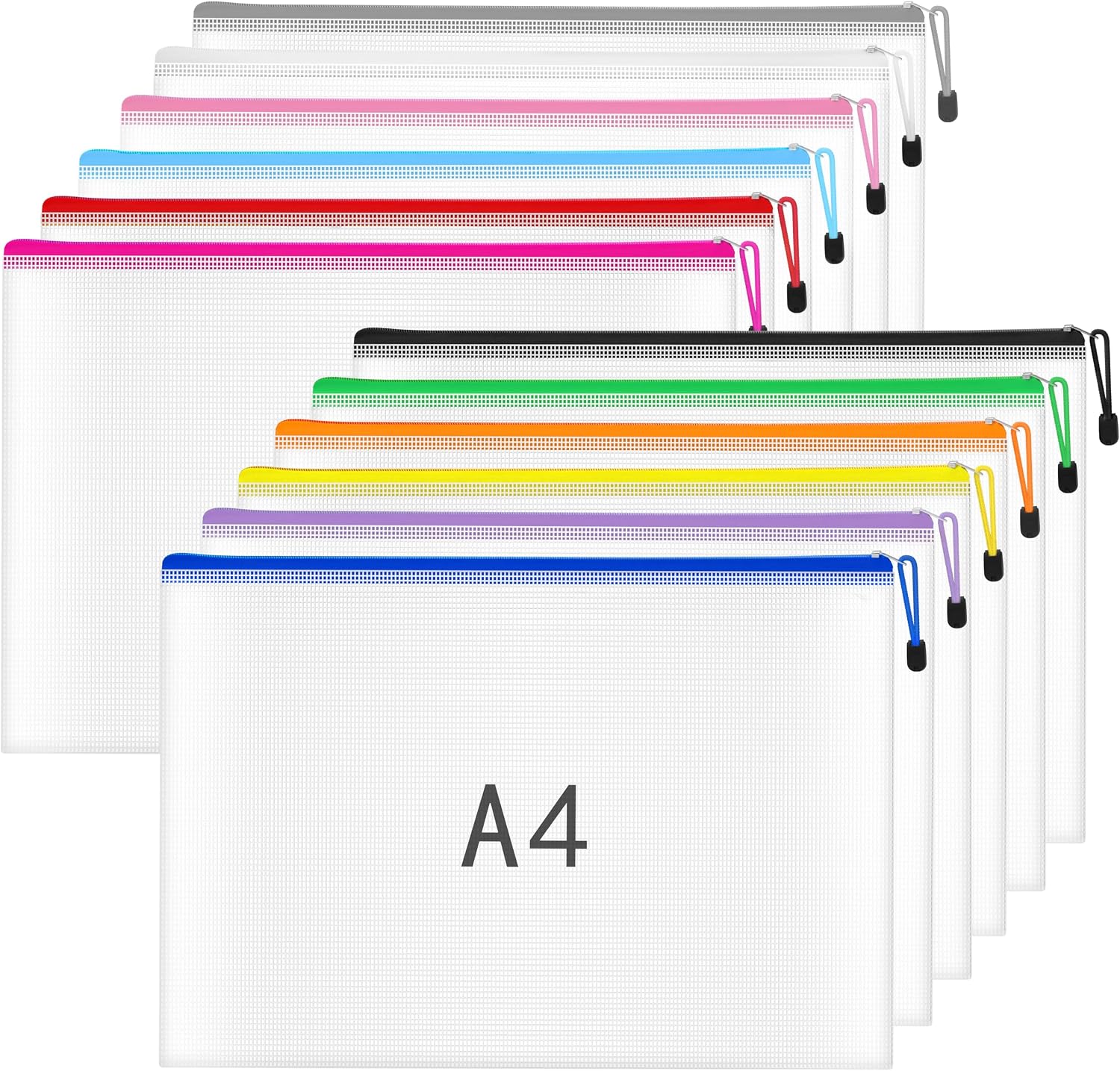 Detalle de Plastic Wallets A4 Zip Wallets 12-Pack