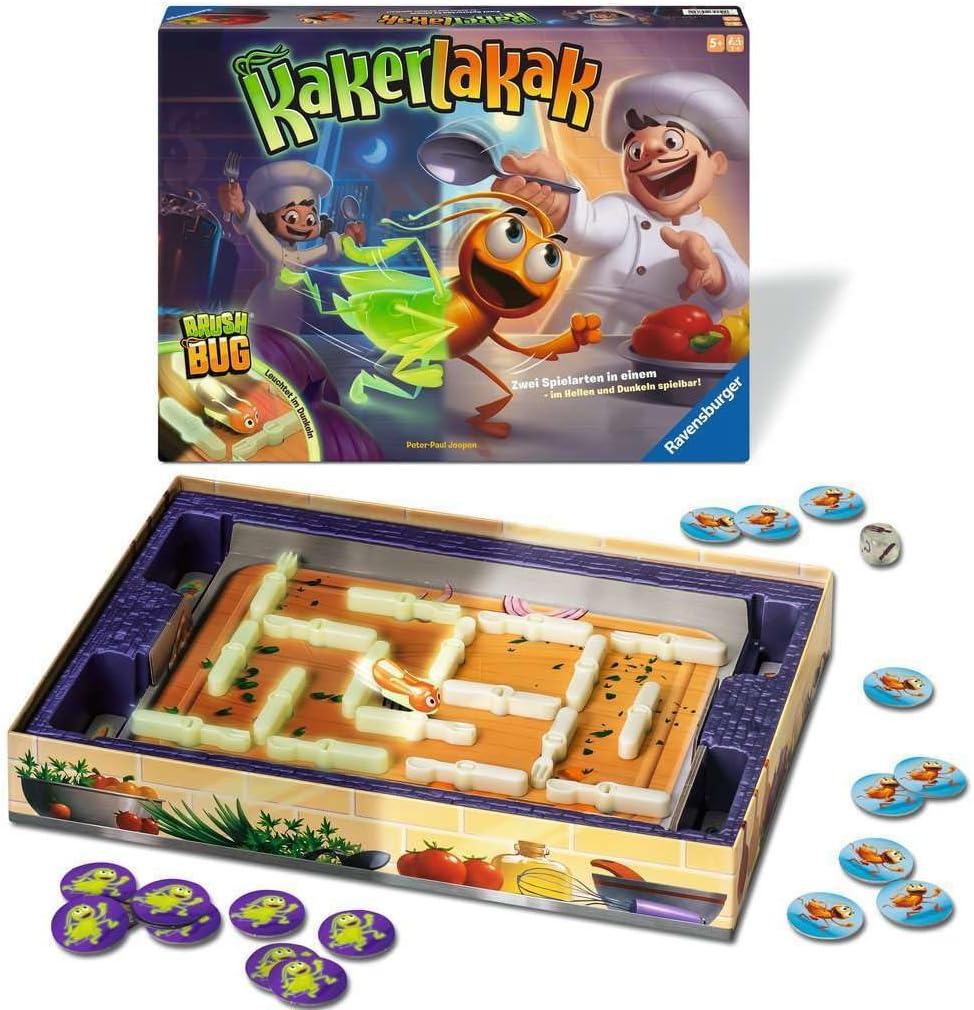 Detalle de Ravensburger 24762 Cockroach Glow in The Dark – Jeu d’action lumineux pour 2 à 4 joueurs
