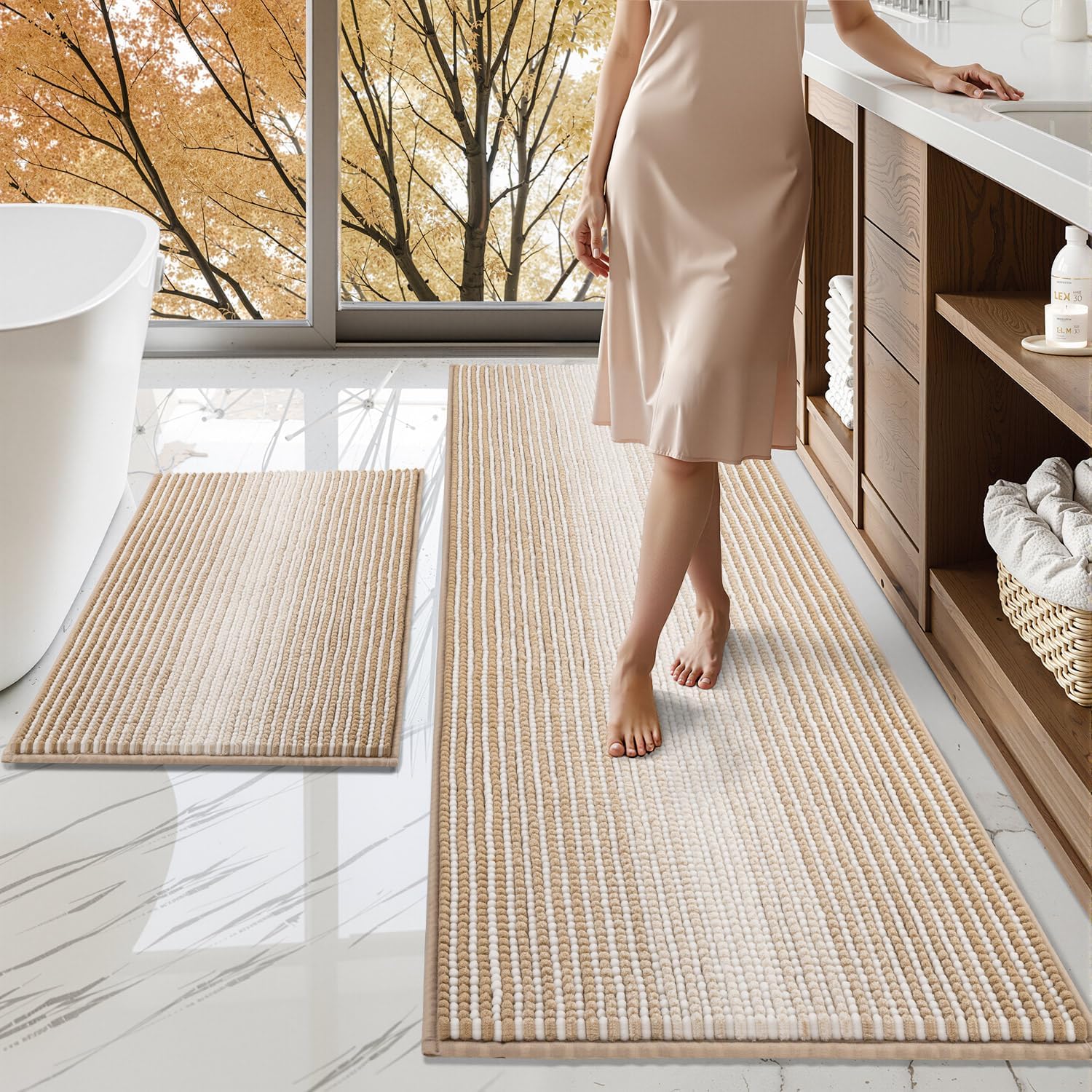 Detalle de Chenille Bath Mat Set 2-Piece, 24 x 70