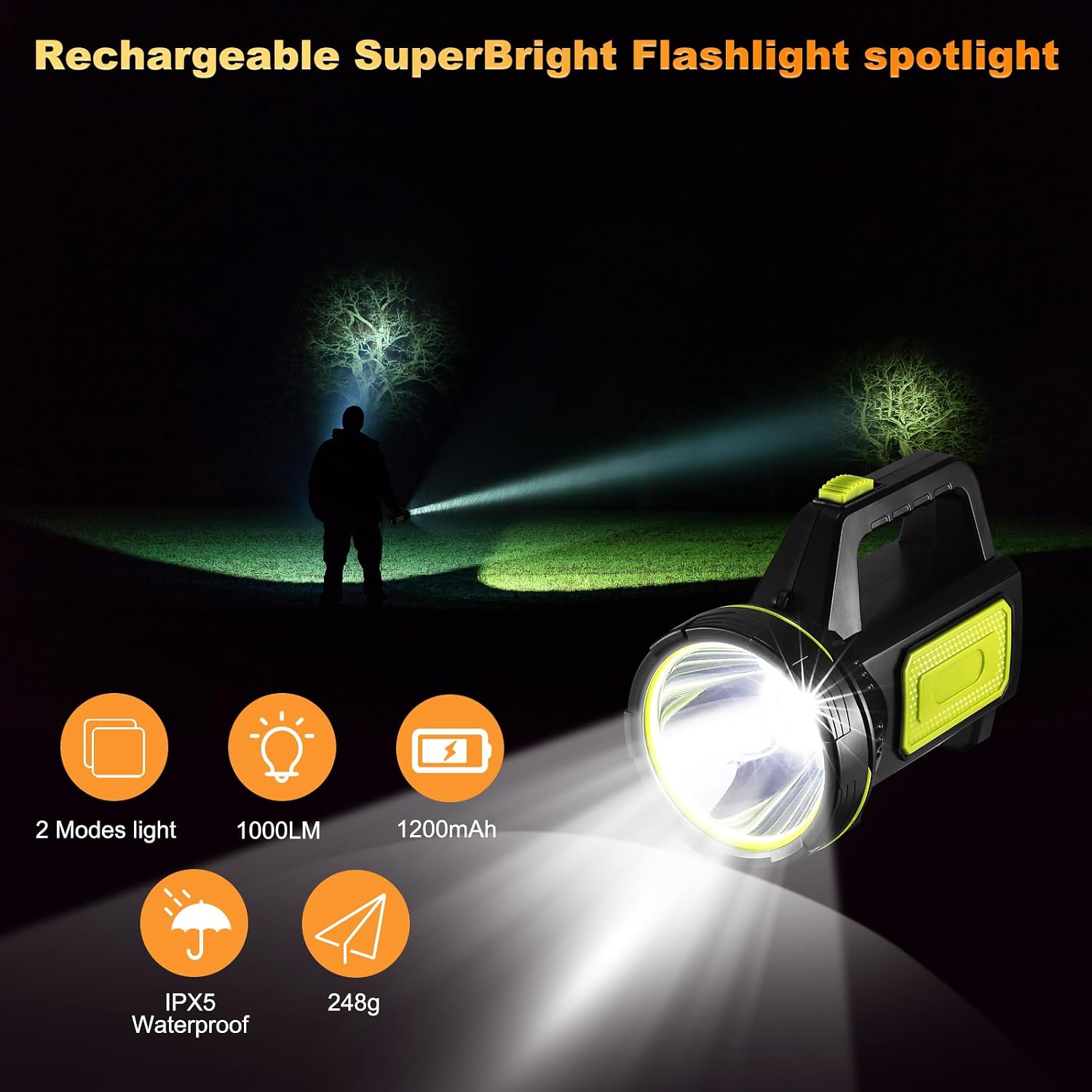 Detalle 2 de LED Super Bright Rechargeable Torch 1000LM