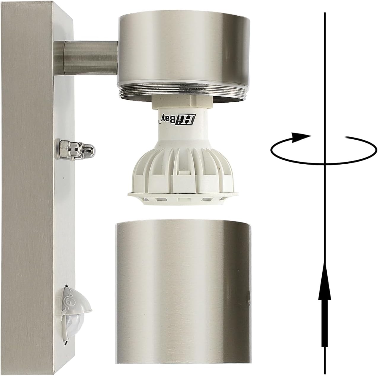 Thumbnail 6 de HiBay 1x Motion Sensor Outdoor Wall Light (PIR) – IP44 stainless steel security lighting with GU10 LED