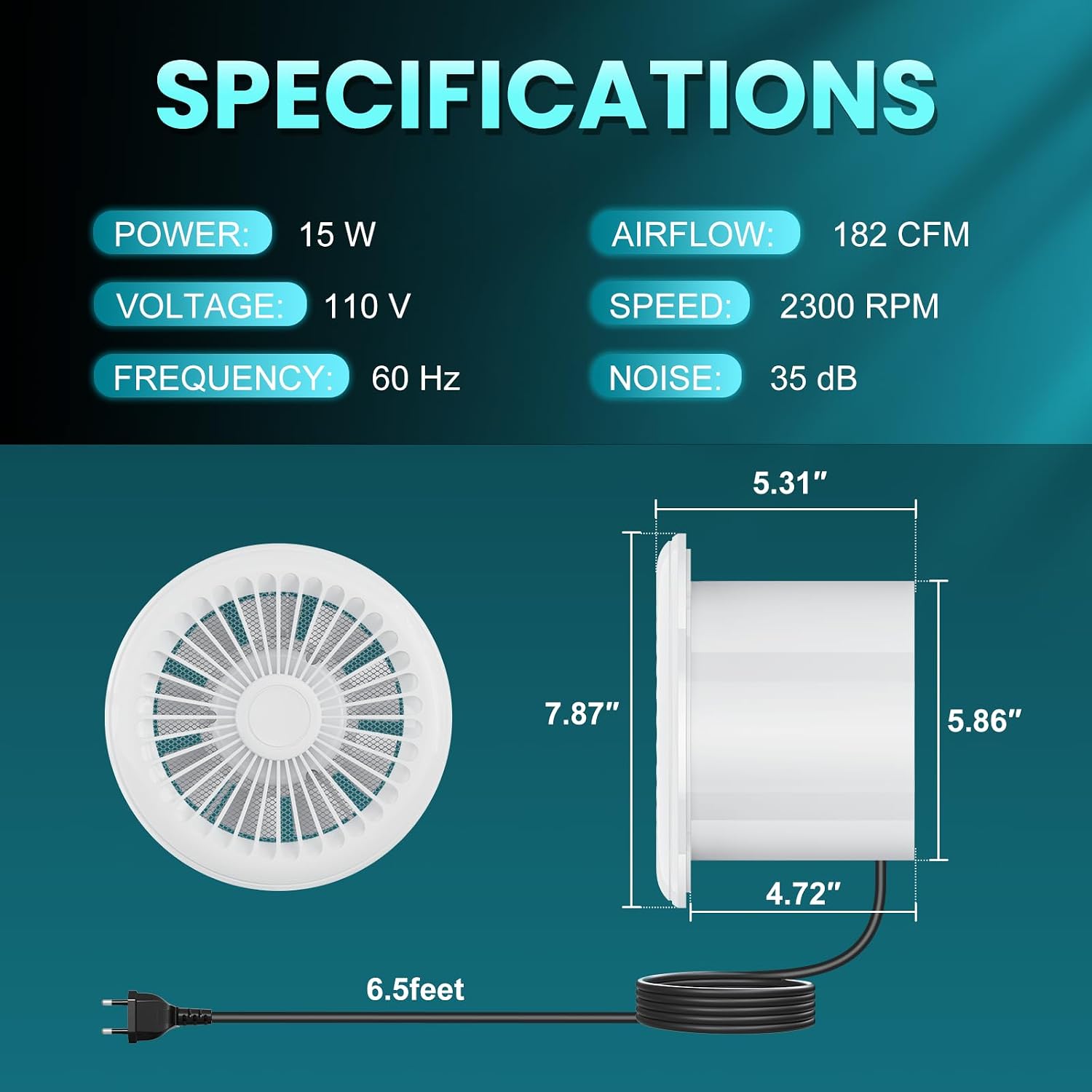 Thumbnail 4 de HG Power 150mm Ventilateur d'extraction 310m³/h