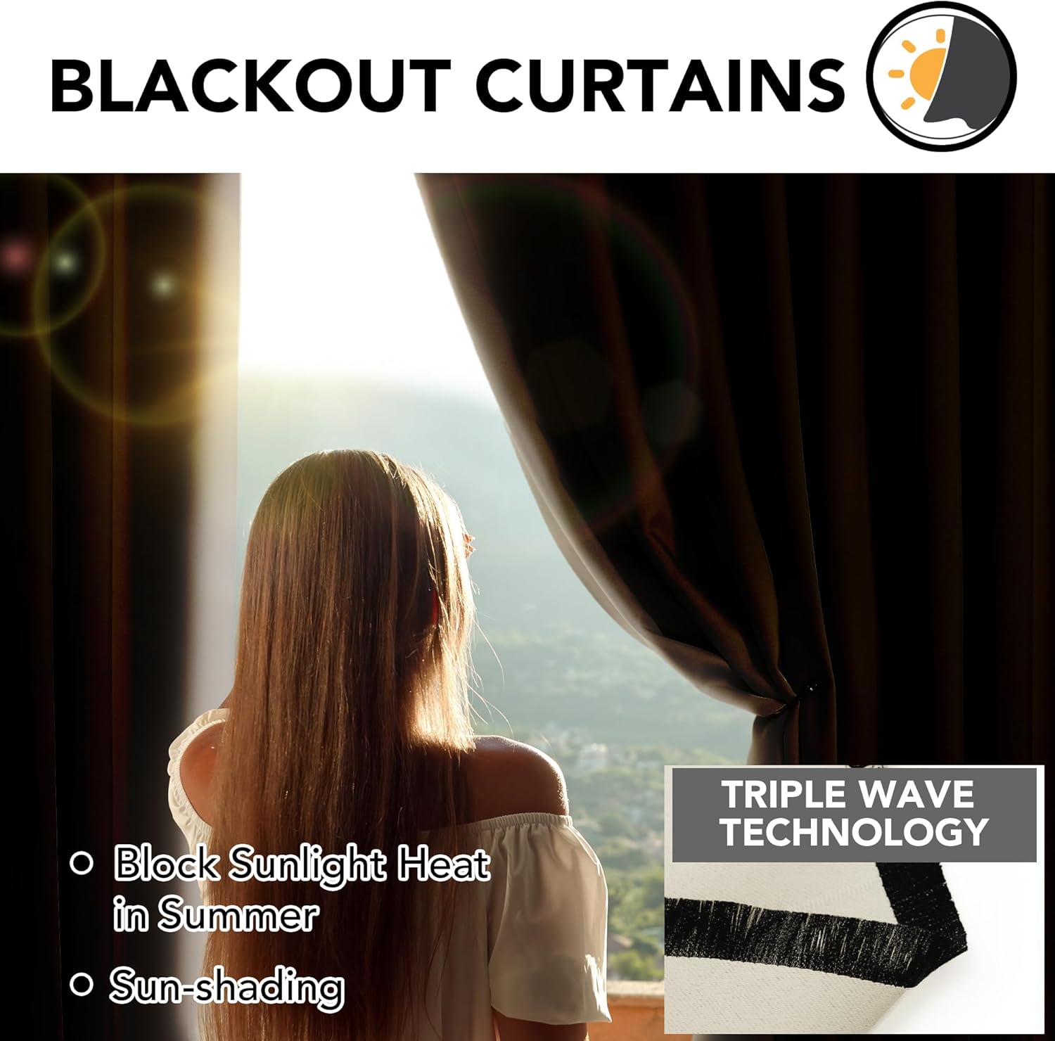 Thumbnail 3 de Deconovo Tende da Sole da Esterno con Anelli (pack da 2) 140x270 cm, beige chiaro