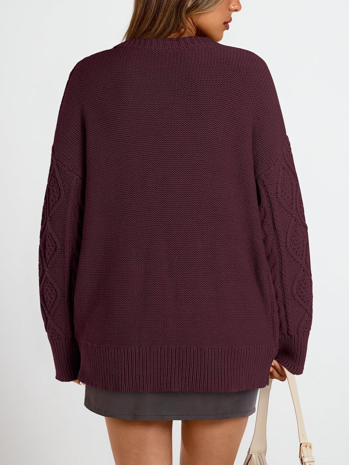 Detalle 2 de Trendy Queen TRDOSSE1008 Oversized Cable-Knit Sweater, Cotton-Acrylic Blend