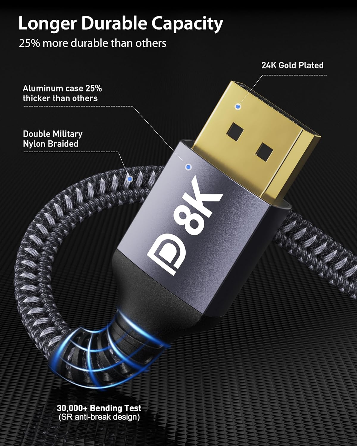 Thumbnail 5 de Stouchi DisplayPort Cable 1.4 3m/10ft for Gaming Monitors