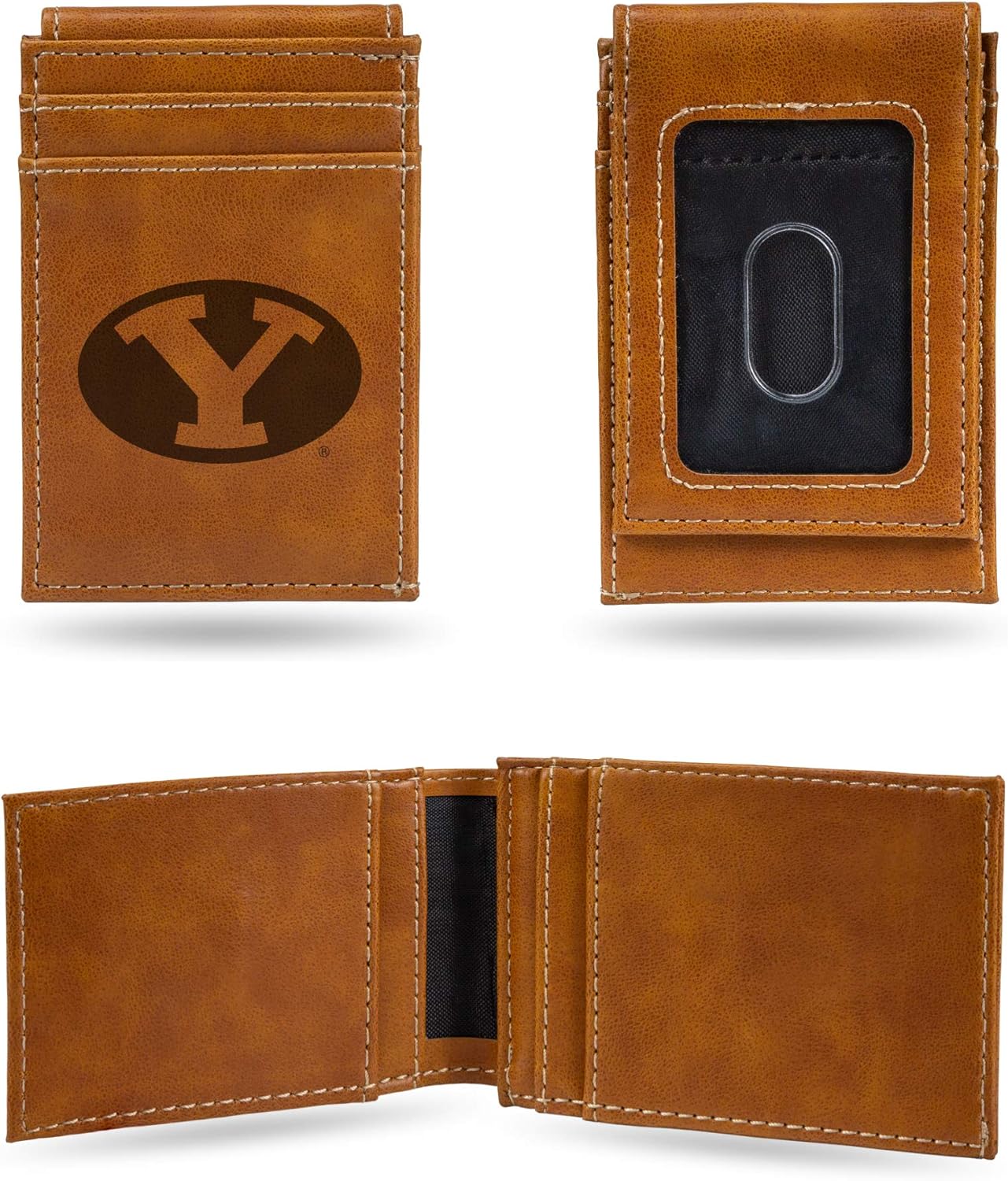 Detalle de NCAA Laser Engraved Front Pocket Wallet (Laser NCAA Logo) — Slim, Magnetic Closure