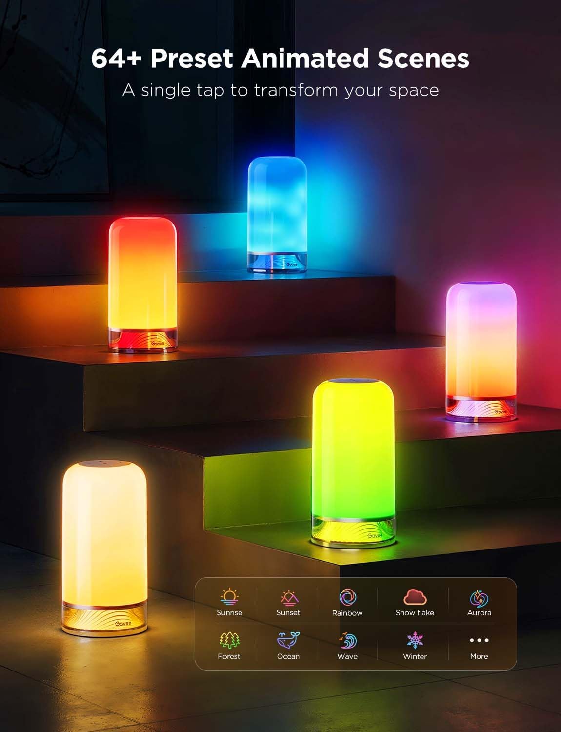 Detalle 1 de Govee RGBIC Smart Table Lamp 2 โ RGBIC touch lamp ๐