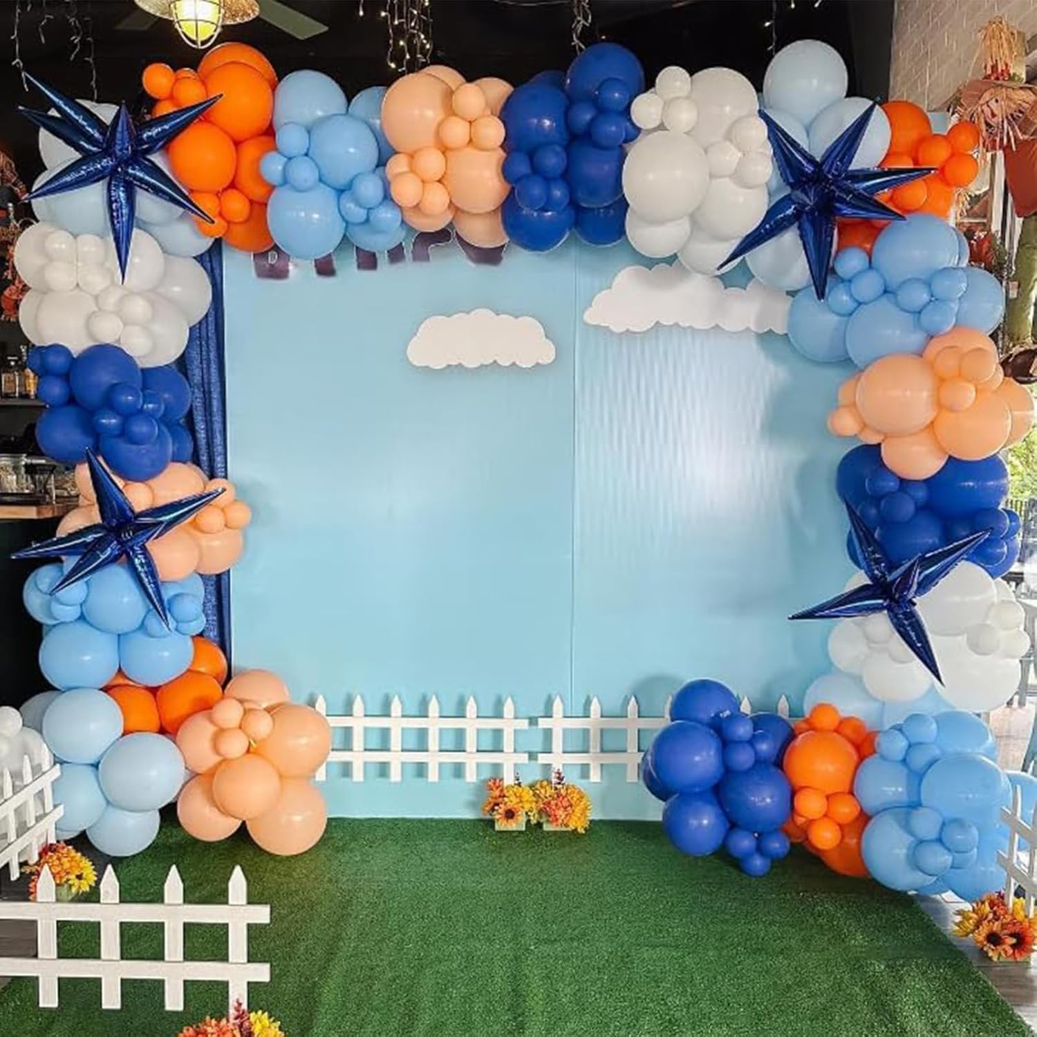 Detalle 2 de HILAVO 60-Pack Blue and Orange Balloons – 12 Inch Confetti & Matte Balloons for Space Theme Parties