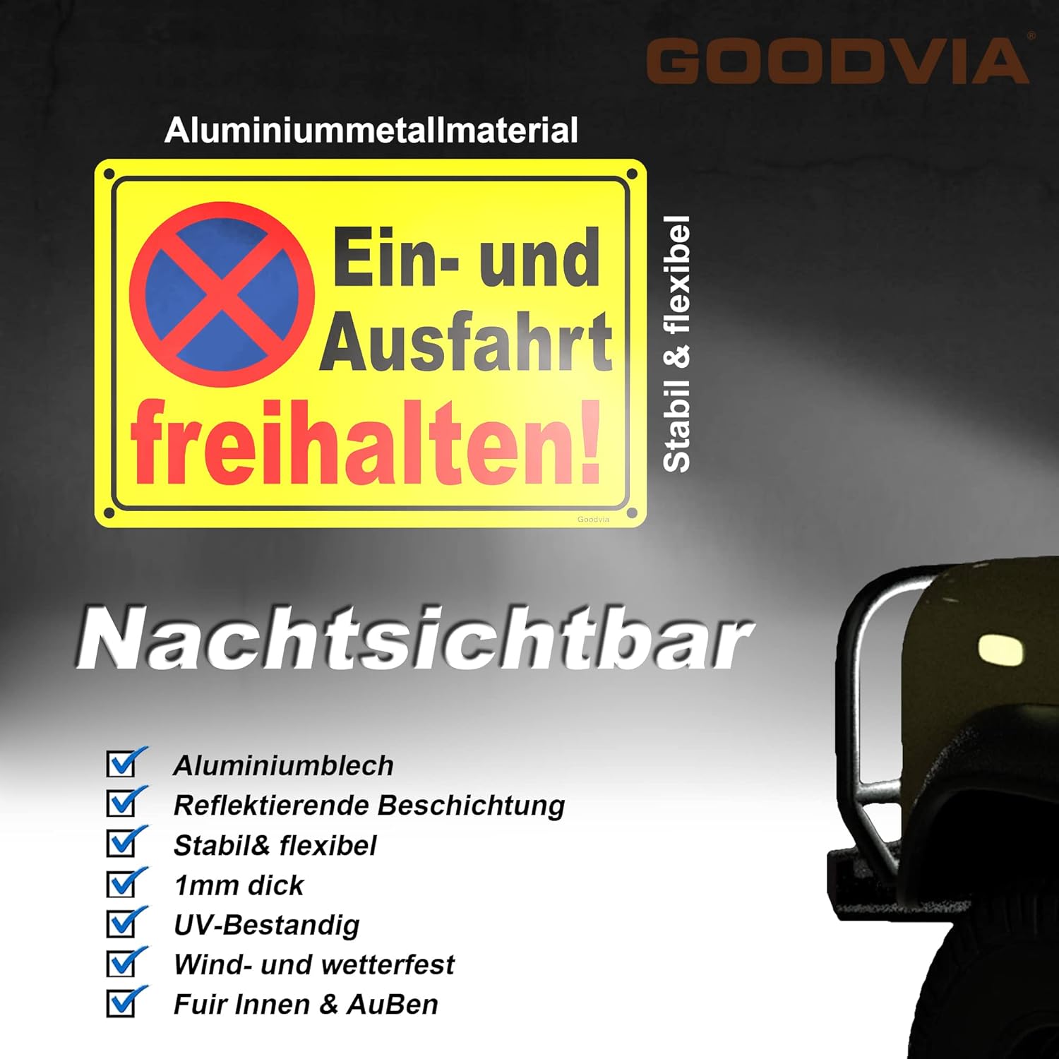 Thumbnail 2 de Goodvia Ein- und Ausfahrt Freihalten Schild aus Aluminium, 30 × 20 cm, 2er-Set – Reflektierend, wetterfest