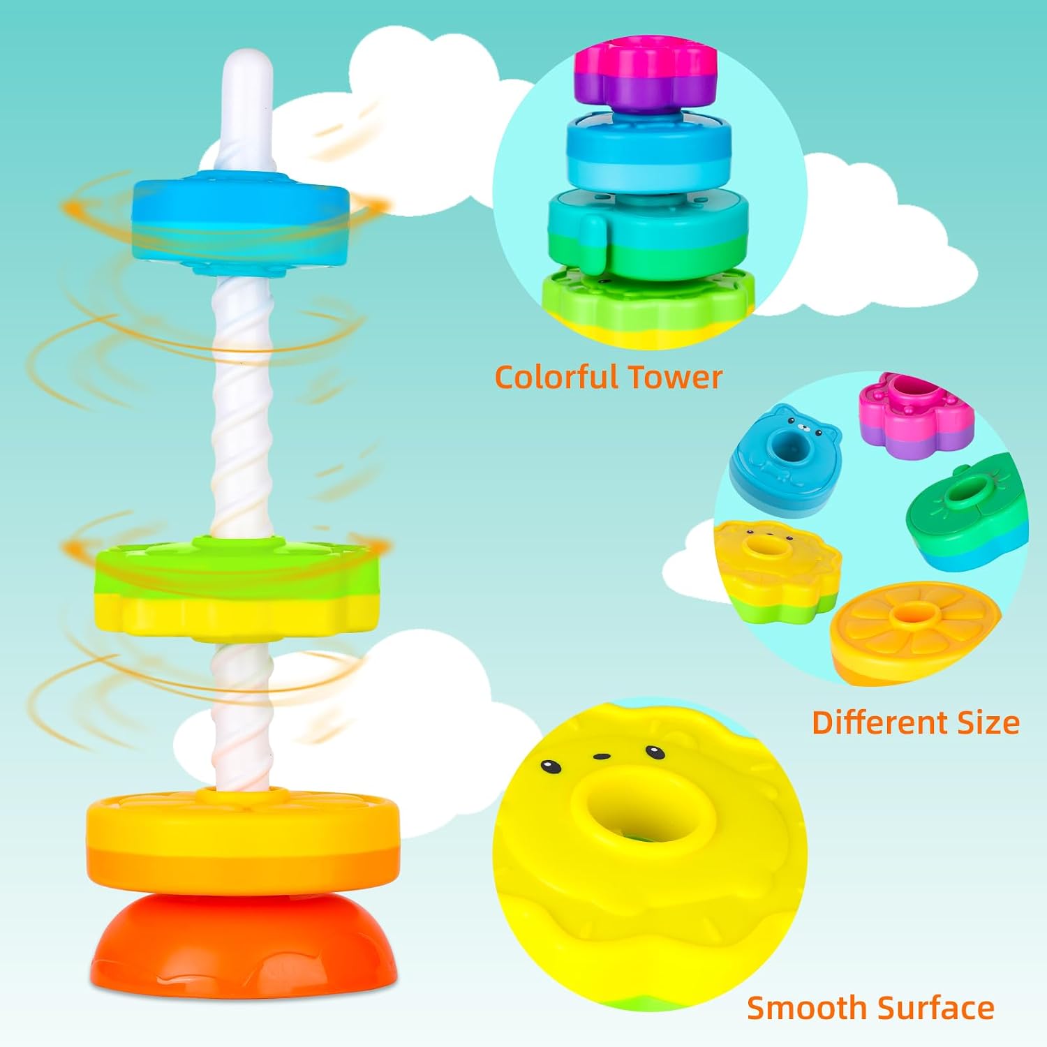 Thumbnail 3 de LBAIBB Spin Stack Toys for Kids Rainbow ABS Stack Toy